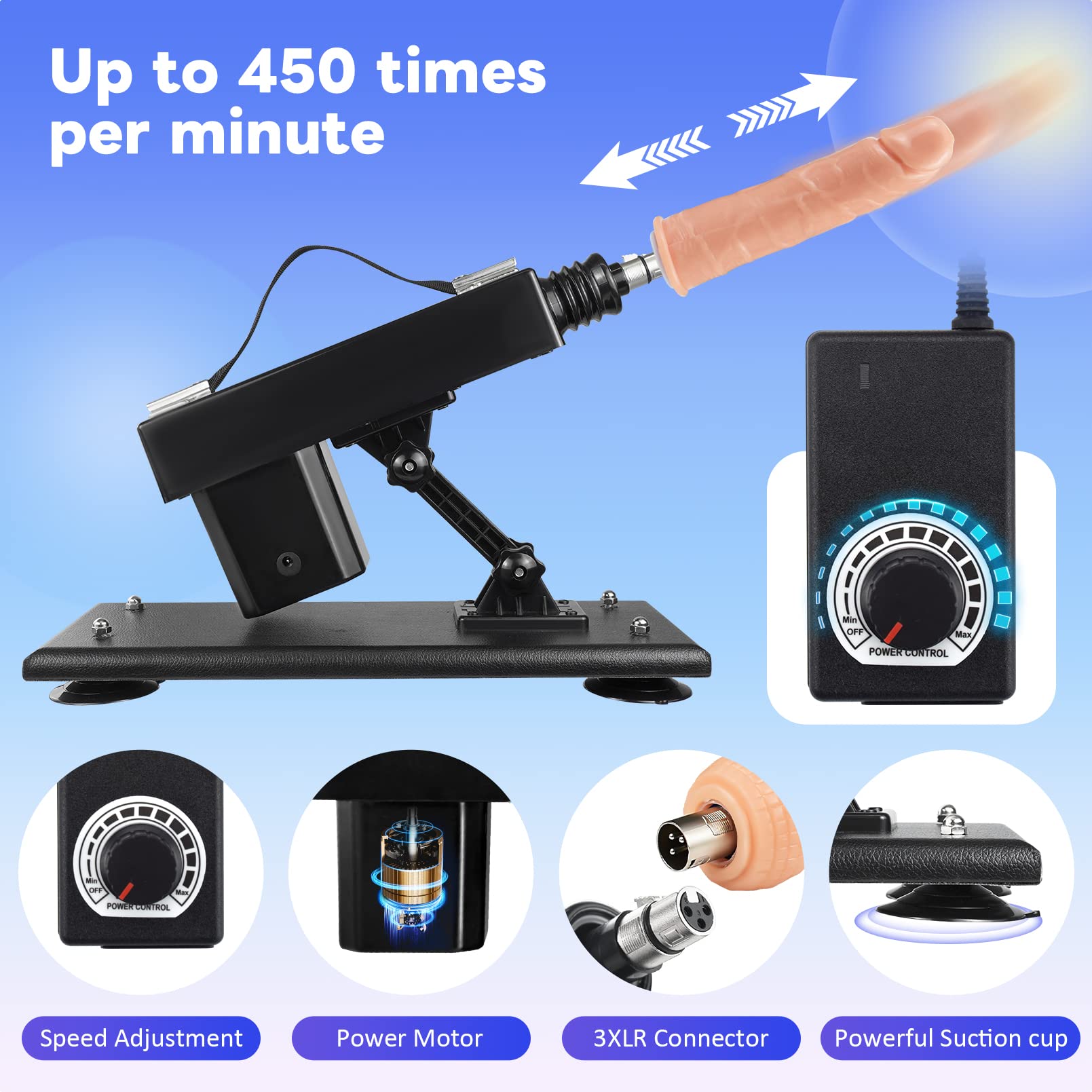 Automatic Thrusting Sex Machine for Women & Men - Adult Love Machine with 3 XLR Connector, Suction Cup & Dildo Attachments | Powerful Sex Toy for Couples Play, Solo Pleasure & BDSM Scenes