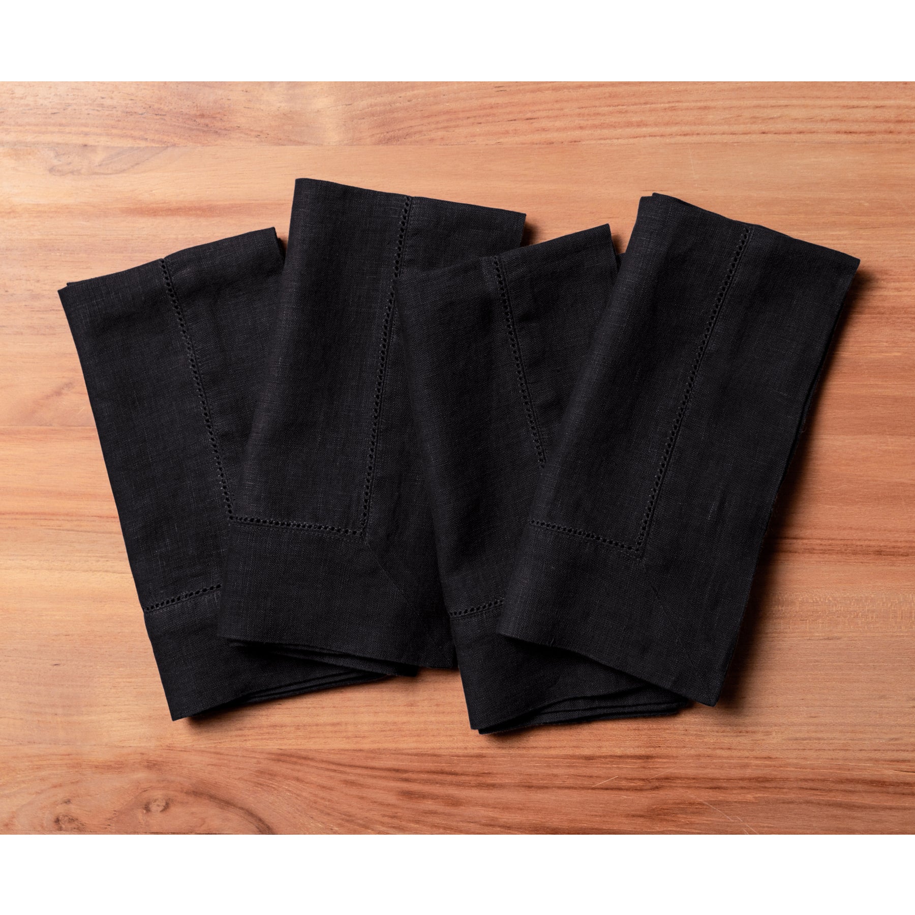 Premium Heavyweight Hemstitch Linen Napkins - Set of 4 - Elegant Dinner Party & Formal Dining Table Decor