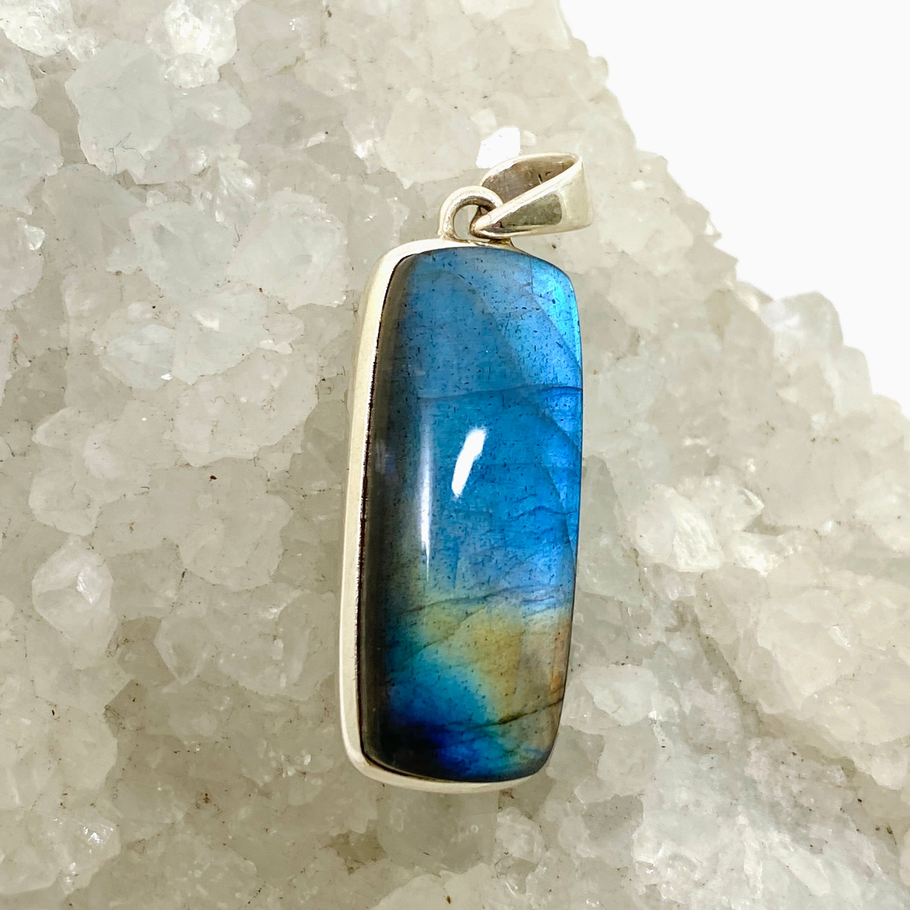 Natural Labradorite Rectangular Cabochon Pendant - Premium Gemstone Jewelry for Women (PPGJ1056) | Healing Crystal Necklace for Meditation, Energy Work & Spiritual Protection