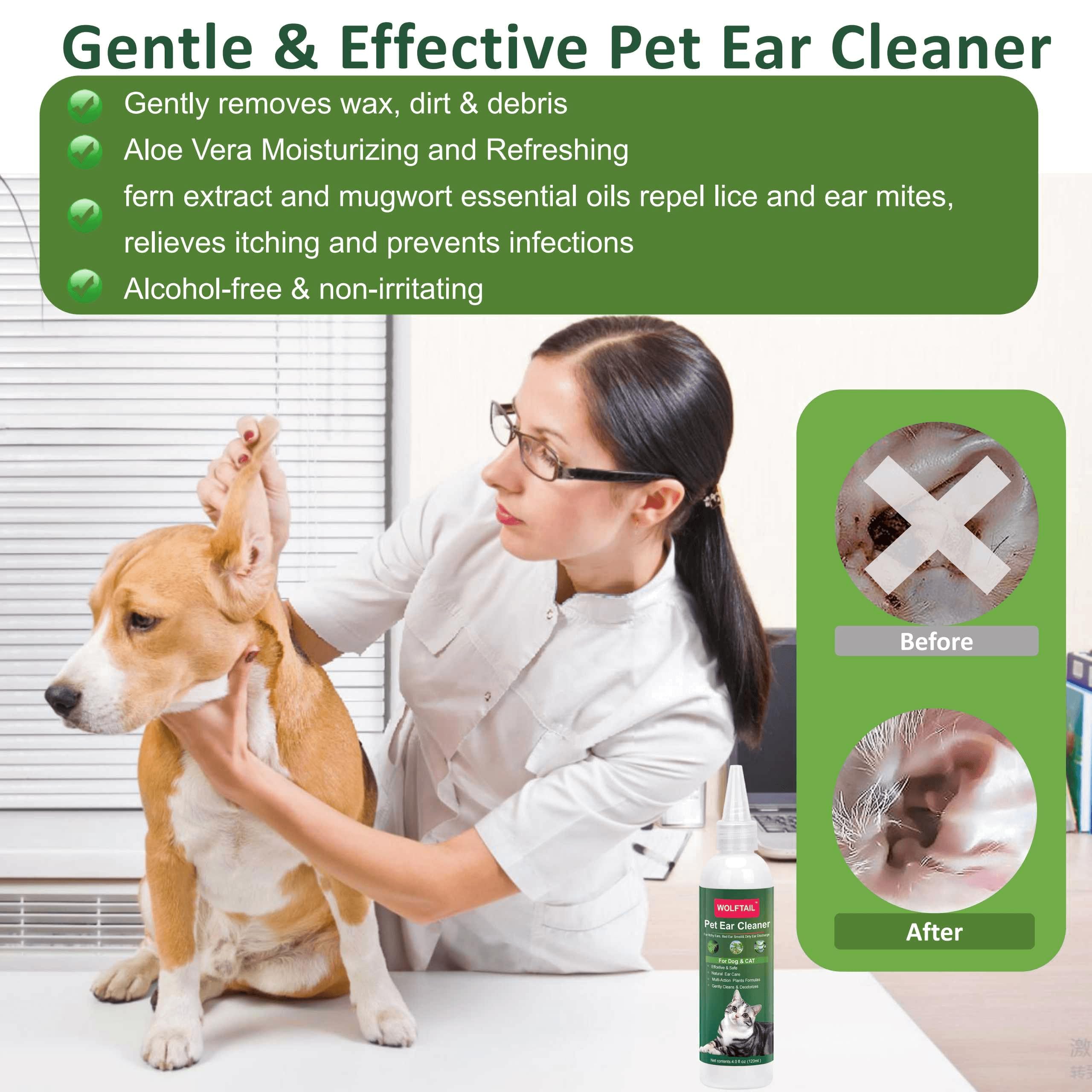 Gentle Dog & Cat Ear Cleaner Solution - Soothes Itching, Reduces Inflammation, Removes Wax & Odor - 4 Fl oz - Perfect for Regular Pet Ear Care & Grooming Routine