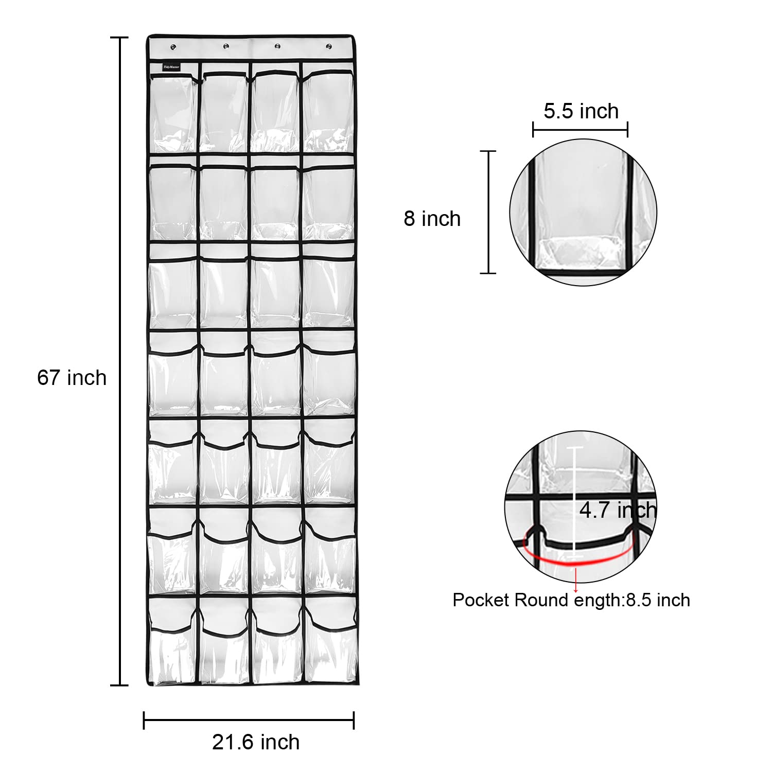 28 Large Clear Over The Door Shoe Organizer - 1 Pack Sturdy Hanging Shoe Rack for Sneakers & Accessories - 4 Hooks (White) - Perfect for Closet, Bedroom & Entryway Storage
