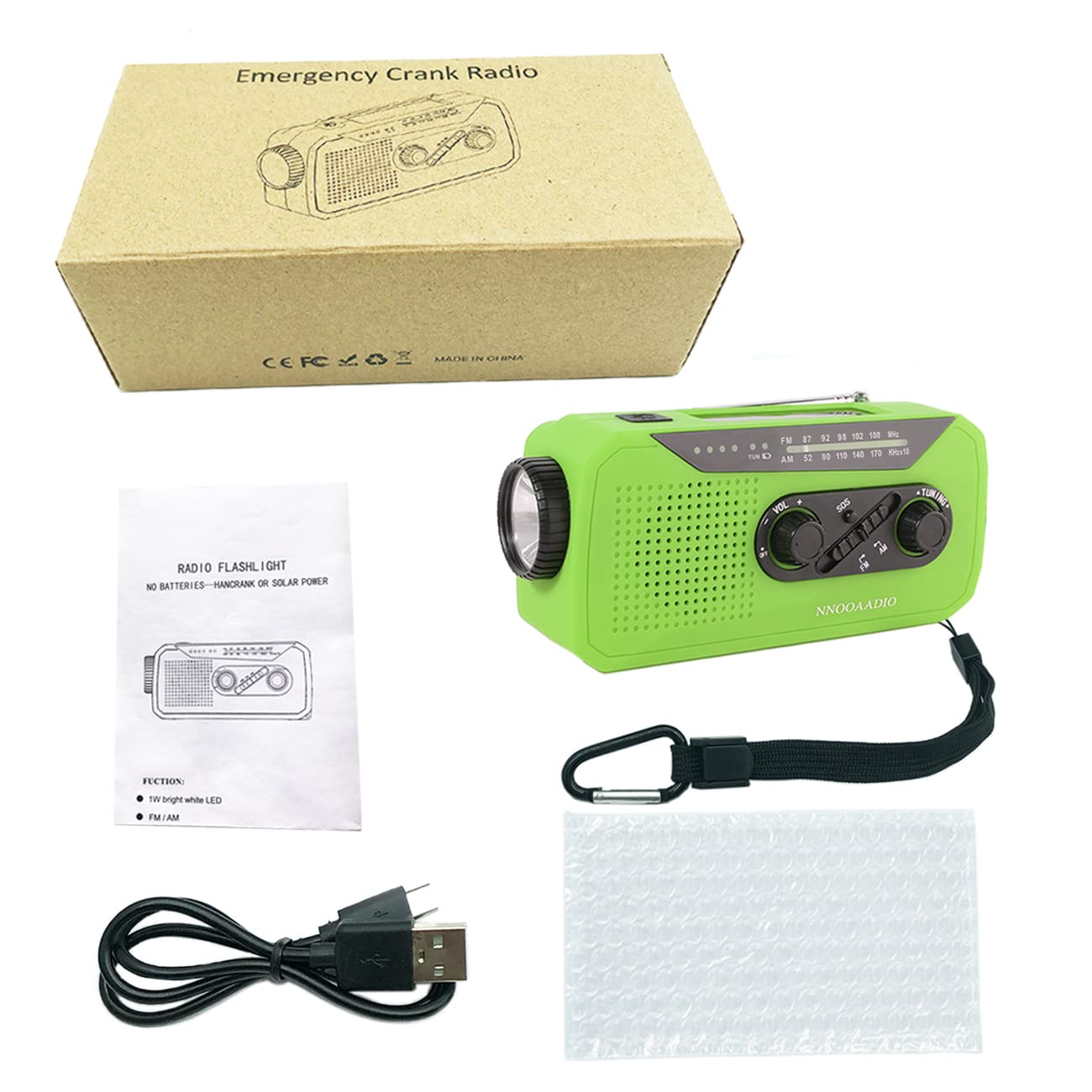 Solar Hand Crank Emergency AM/FM Weather Radio with Flashlight, SOS Alarm, 2000mAh Power Bank & Headphone Jack - Perfect for Camping, Hiking, Power Outages & Outdoor Survival Gear