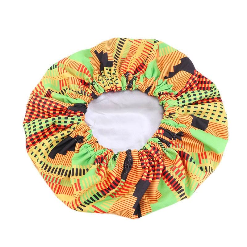 Extra Large Satin Lined Bonnet for Women - Big Size Beauty Print Silk Sleep Cap - Night Head Cover for Natural Hair Protection - Shower & Nighttime Use (Color: F, One Size)