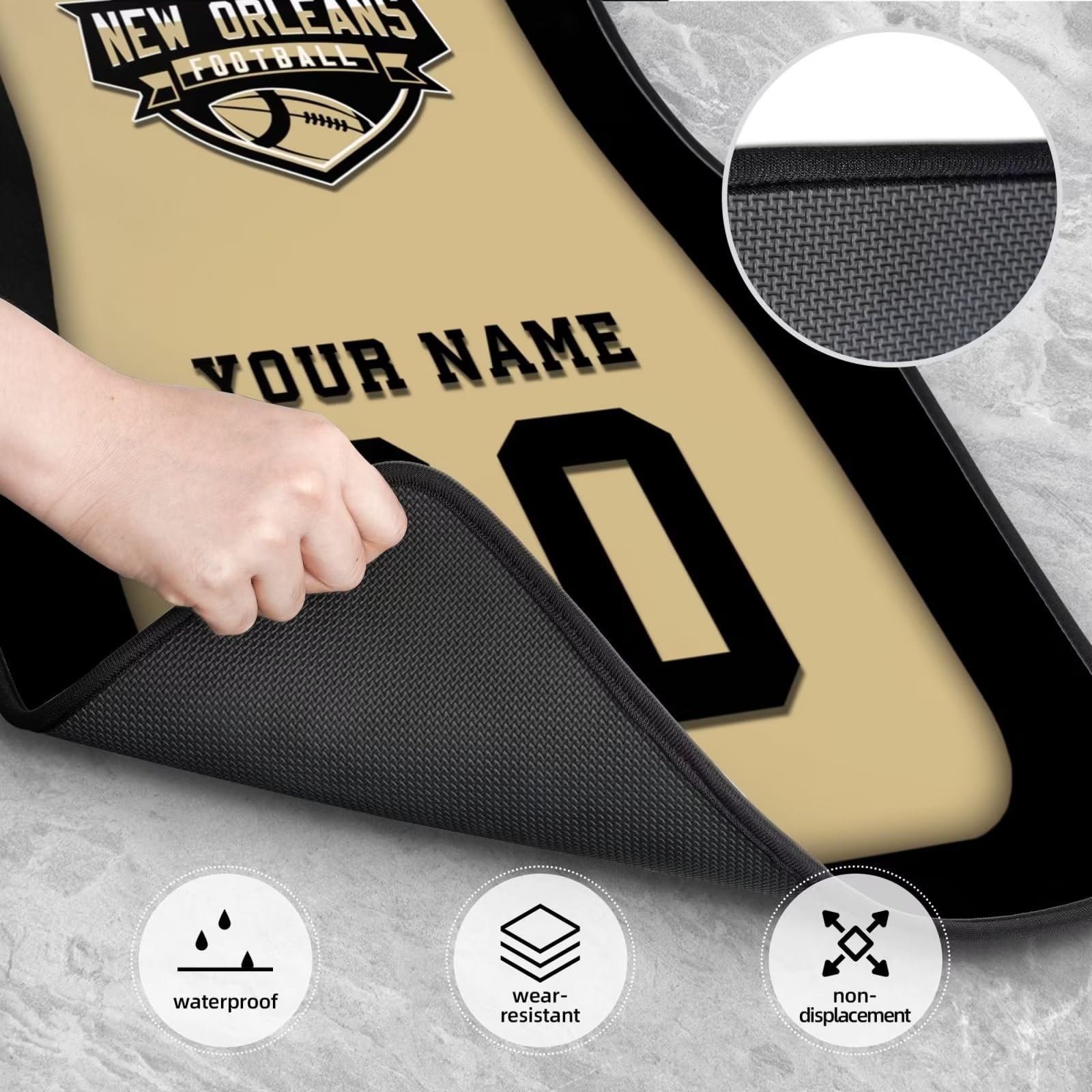 Custom New Orleans Car Floor Mats - Personalized Name & Number for Loyal Fans | 4-Piece Set Fits Most Vehicles | Perfect Car Interior Accessories & Thoughtful Gifts for Car Enthusiasts | Ideal for Daily Commute, Road Trips & Car Shows