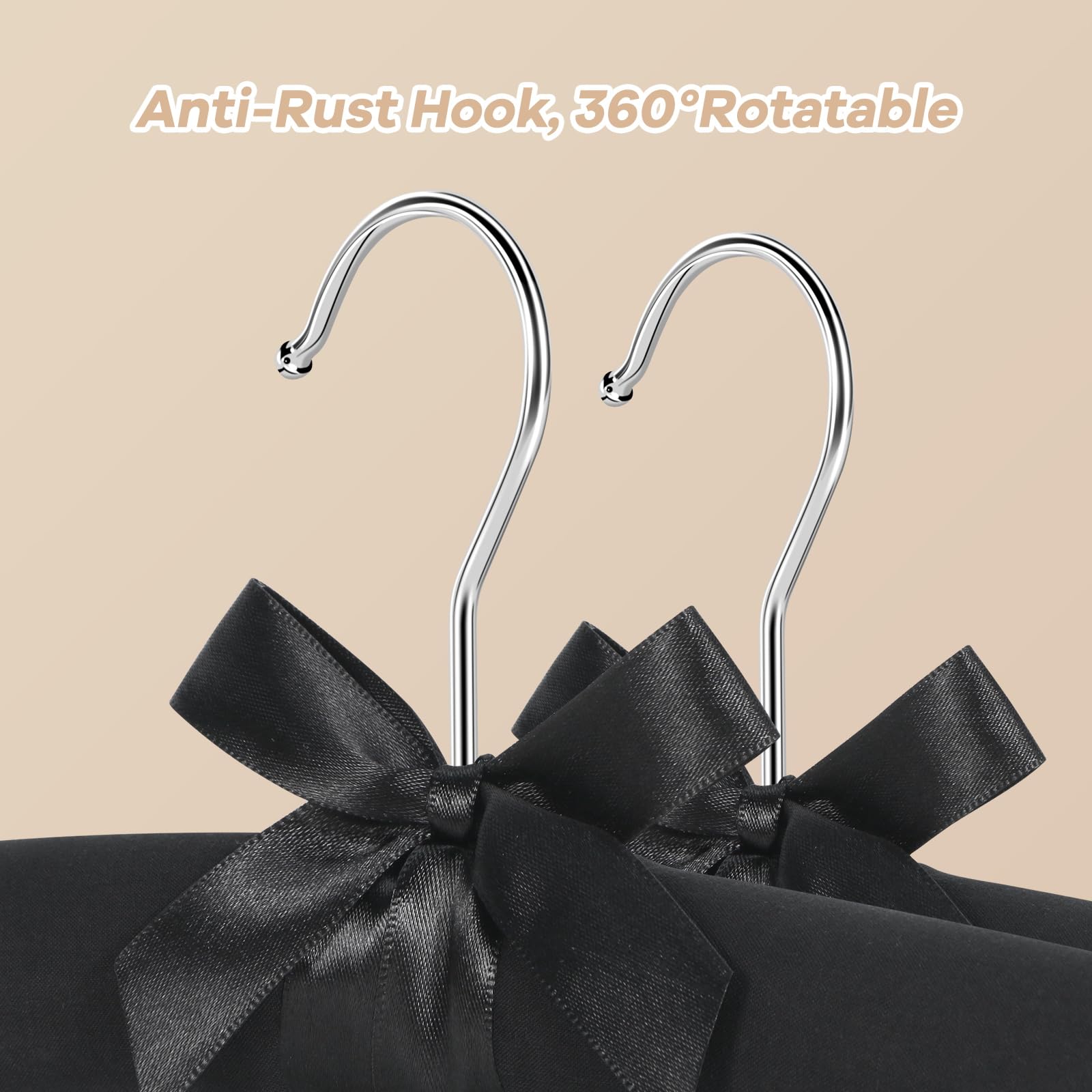 Premium Non-Slip Padded Clothes Hangers for Women - 10 Pack Velvet Hangers for Sweaters, Coats, Dresses & Suits - Space Saving No Bump Black Closet Hangers - Perfect for Home, Office & Boutique Wardrobe Organization
