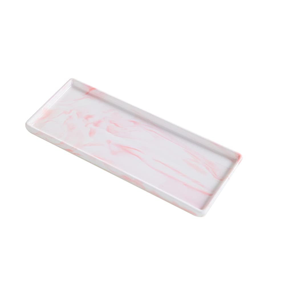 Ceramic Marble Vanity Tray - Bathroom Sink Organizer for Jewelry, Soap & Candles | Countertop Decorative Tray for Bathroom, Kitchen & Dresser | Perfect for Home Decor, Spa Days & Gift Giving