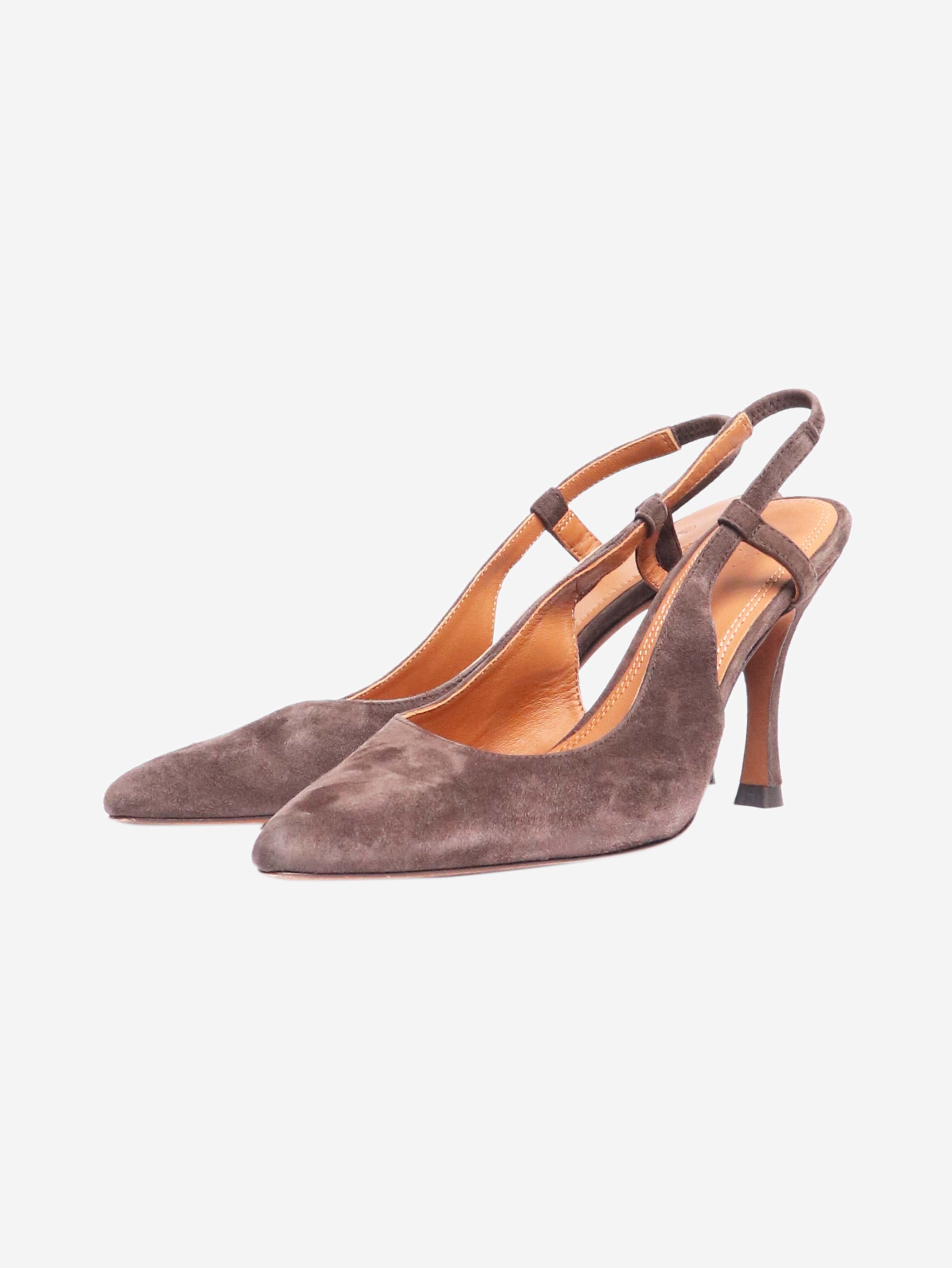 Stylish Brown Suede Slingback Pumps Women's Size EU 39 (US 8.5) - Comfortable Heels for Office, Party & Special Occasions