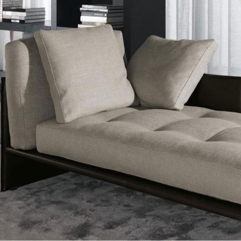 Modern Master Bedroom Chaise Lounge with Birch Wood Frame & Grey Upholstery - Corner Nook Seating Unit for Relaxing, Reading & Lounging