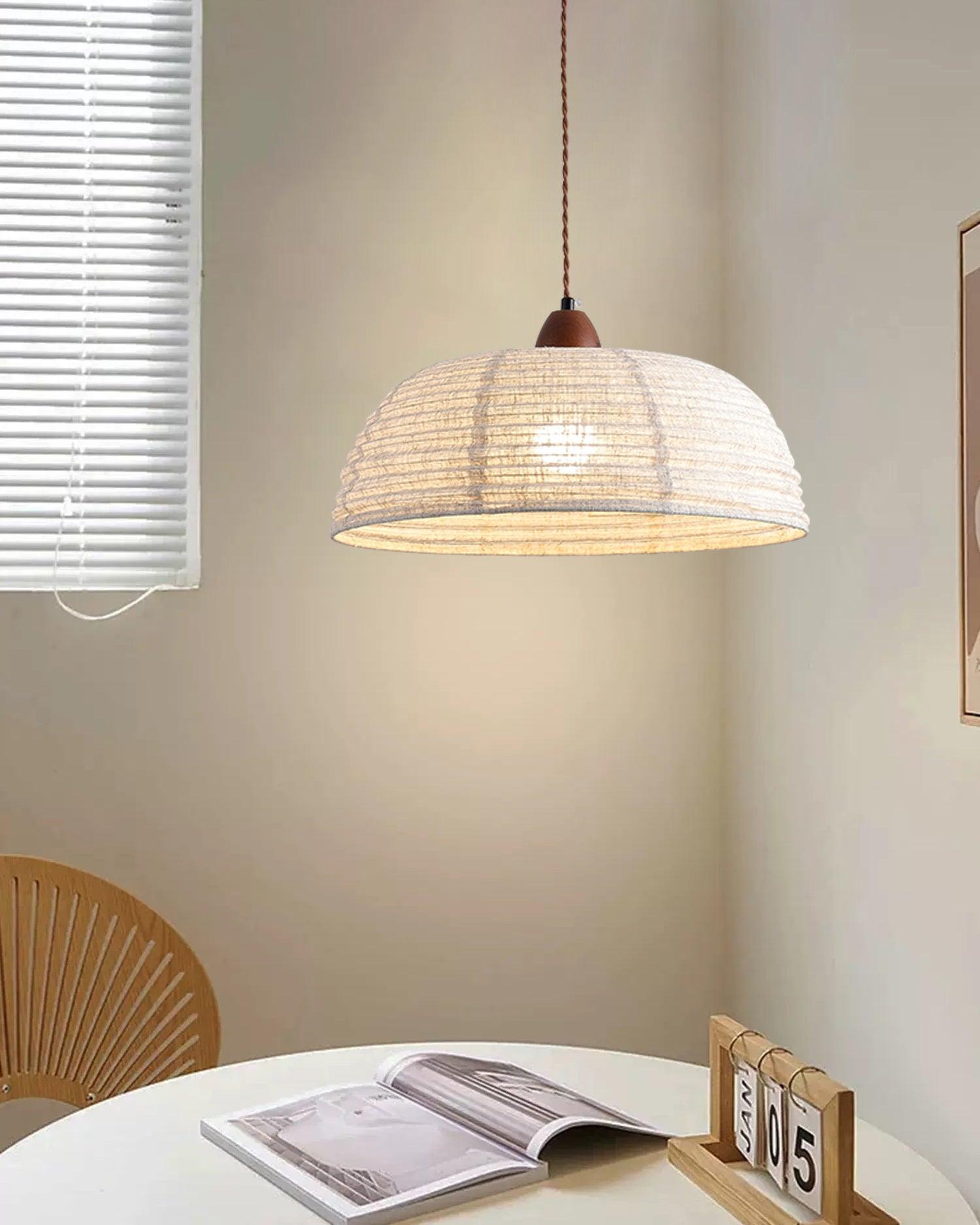 Modern Fabric Pendant Lamp - Handmade Hanging Light Fixture for Dining Room, Bedroom & Living Room Decor - Boho Chic Ceiling Lighting for Home & Office
