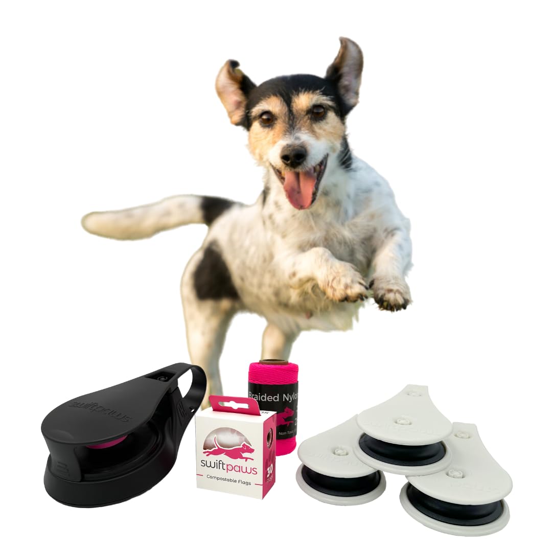 Swift Paws App-Controlled Dog Toy - Interactive Chase & Flag Lure Course for Dogs - Smart Pet Enrichment Game for Backyard, Training & Exercise