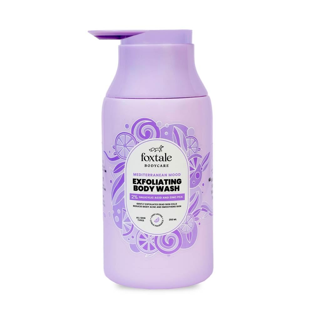 Foxtale 2% Salicylic Acid Body Wash for Acne & Ingrown Hair - Exfoliating Shower Gel with Zinc PCA for Smooth Skin - Reduces Strawberry Skin & Uneven Texture in 28 Days - 250ml Body Wash for Men & Women - Perfect for Daily Shower & Post-Workout Skincare Routine