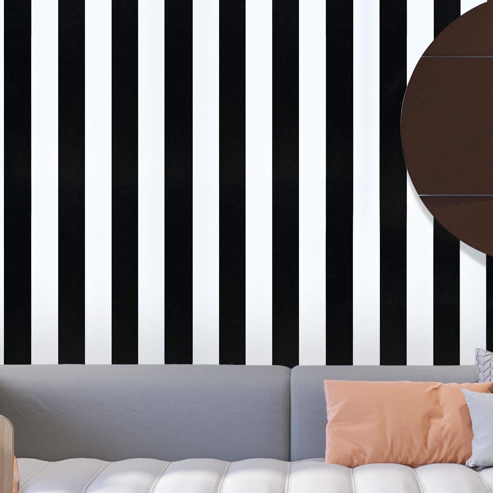 Black and White Stripe Peel and Stick Wallpaper - 17.71'' x 16.4Ft Self-Adhesive Removable Contact Paper for Walls, Cabinets, Shelves & Drawers - Waterproof Wall Covering for Home Decor, Kitchen, Bathroom & Office
