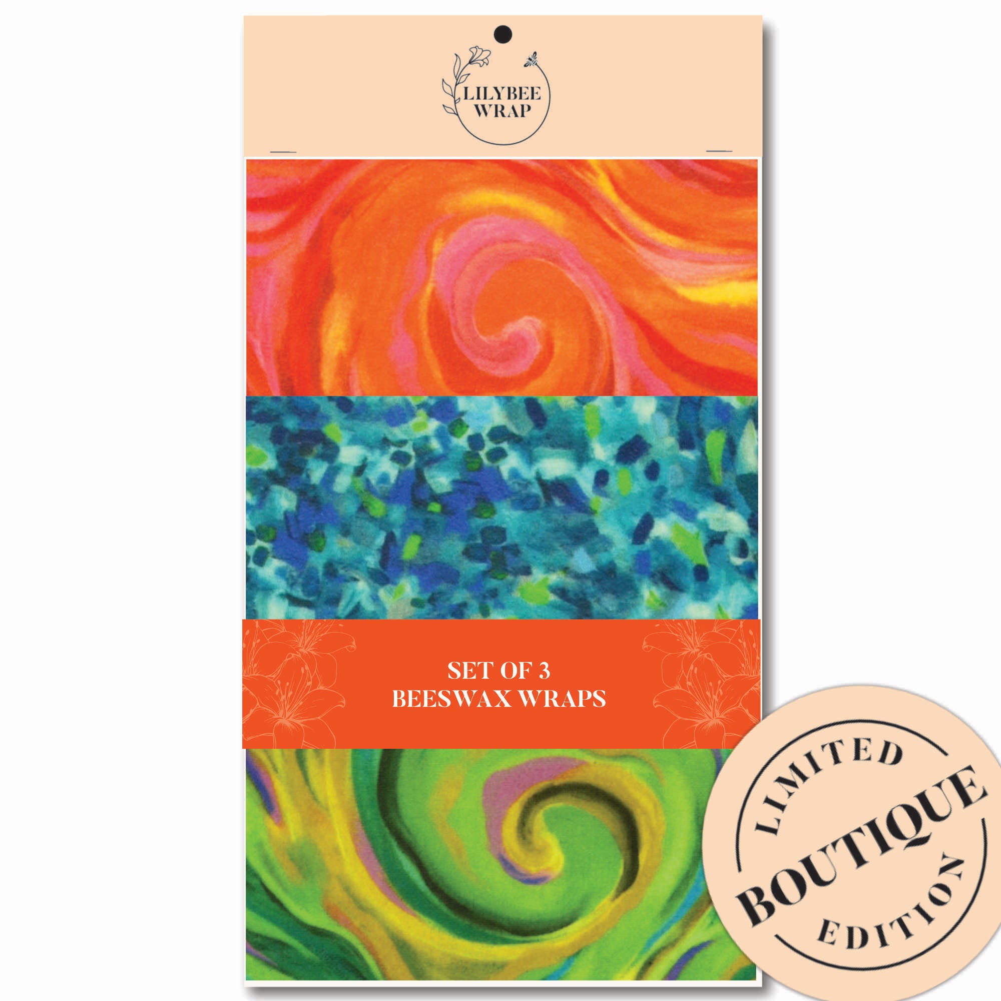 Eco-Friendly Set of 3 Beeswax Food Wraps - Reusable & Sustainable Food Storage for Sandwiches, Fruits & Leftovers | Perfect for Picnics, Lunchboxes & Zero Waste Kitchens