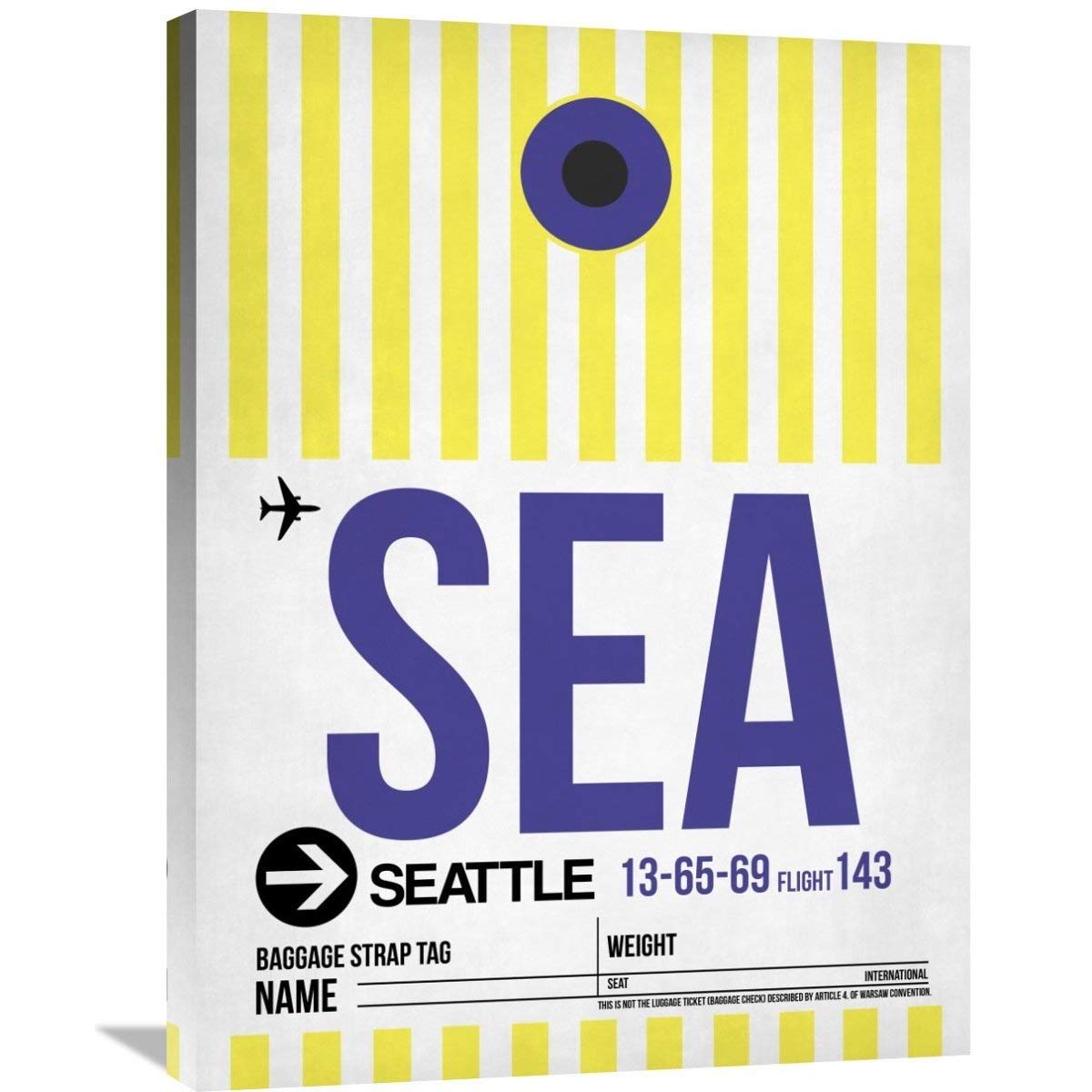 Naxart Studio 'SEA Seattle' Luggage Tag Inspired Canvas Wall Art - 32x24 Inches - Perfect for Home Decor, Office & Travel Themed Spaces