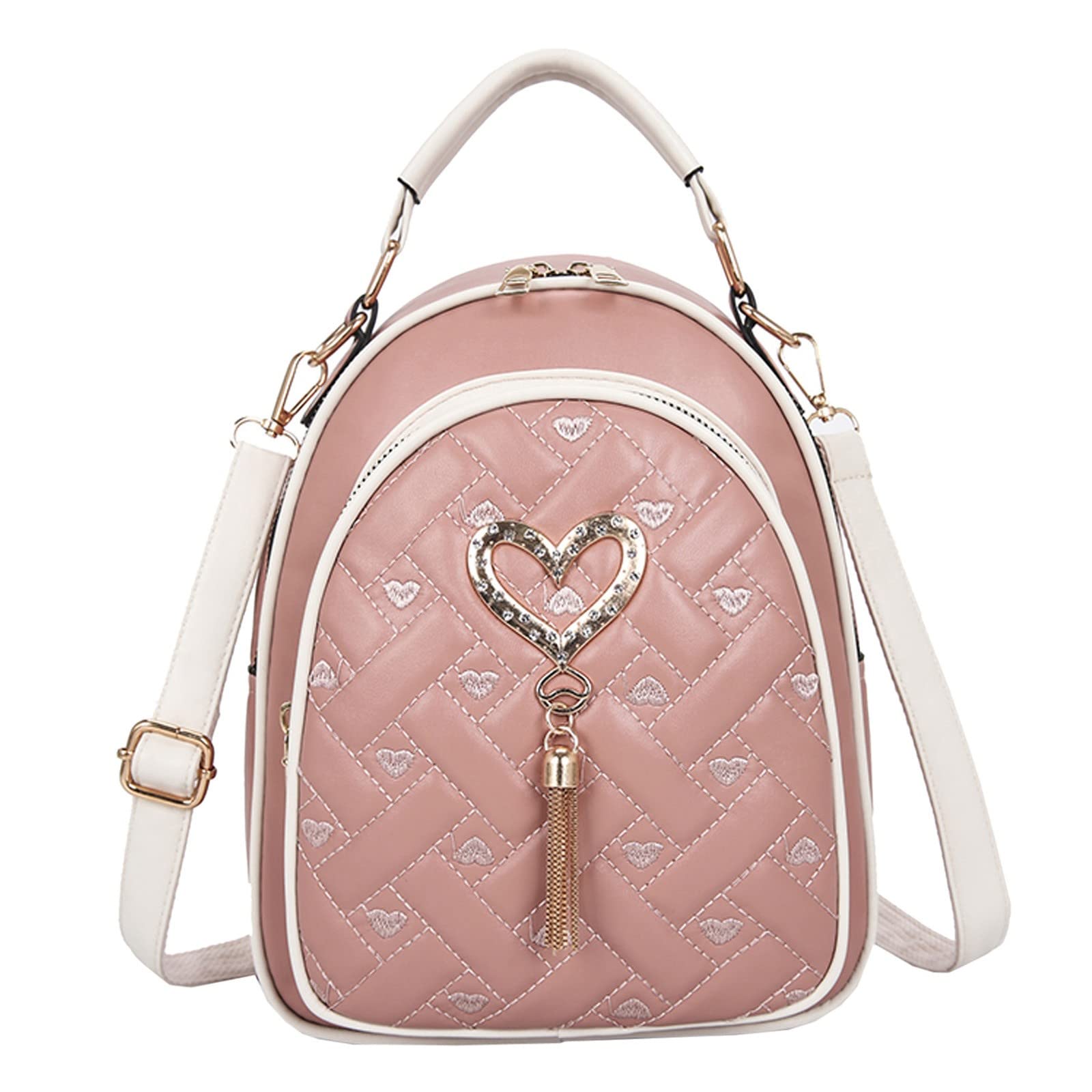 Stylish Tassel Zipper Backpack for Women & Girls - Solid Color School Bag, Business Travel Backpack (Pink, One Size) - Perfect for School, College, Office & Daily Commute