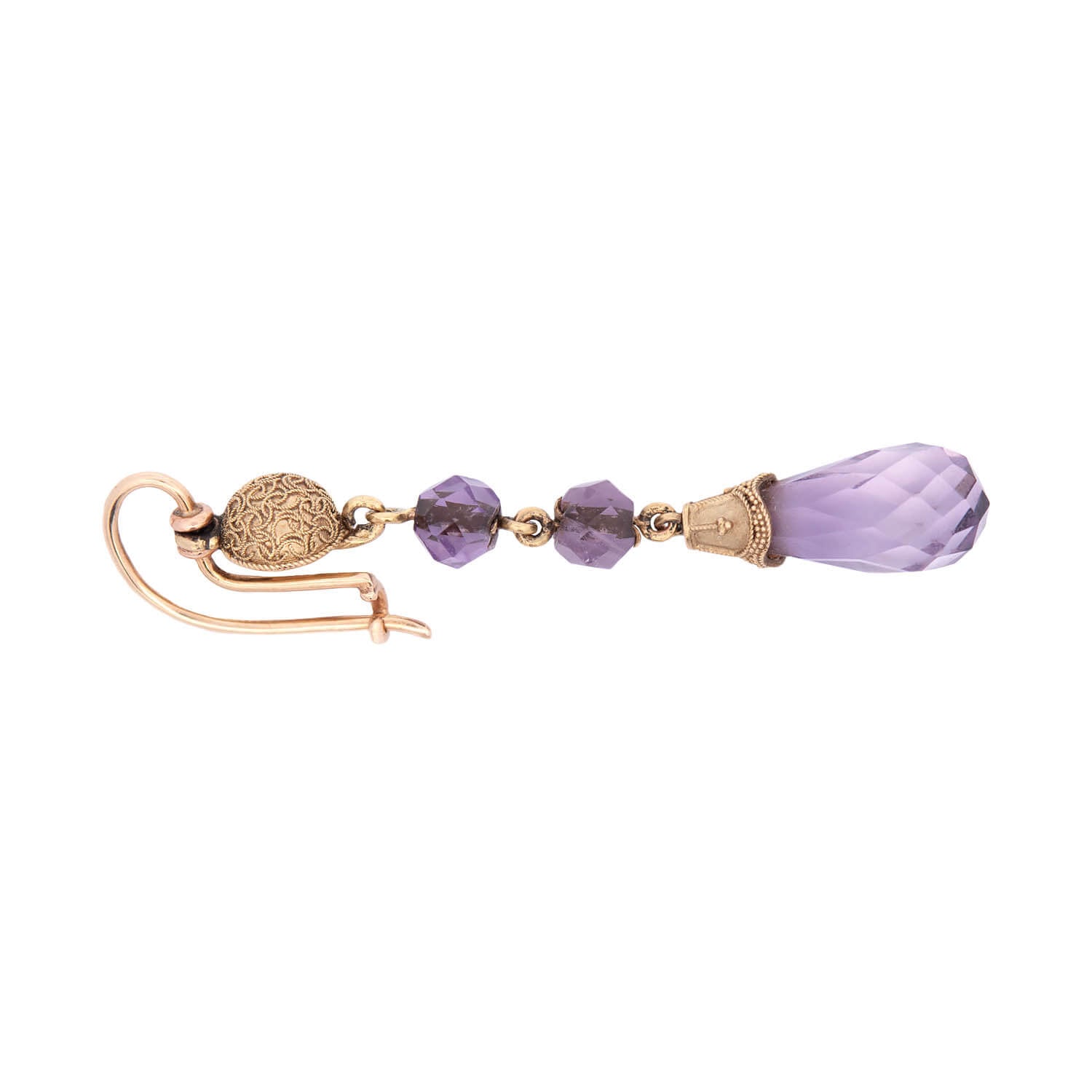 Victorian Style 14K Gold Etruscan Faceted Amethyst Drop Earrings for Women - Elegant Purple Gemstone Dangle Earrings for Wedding, Party & Special Occasions