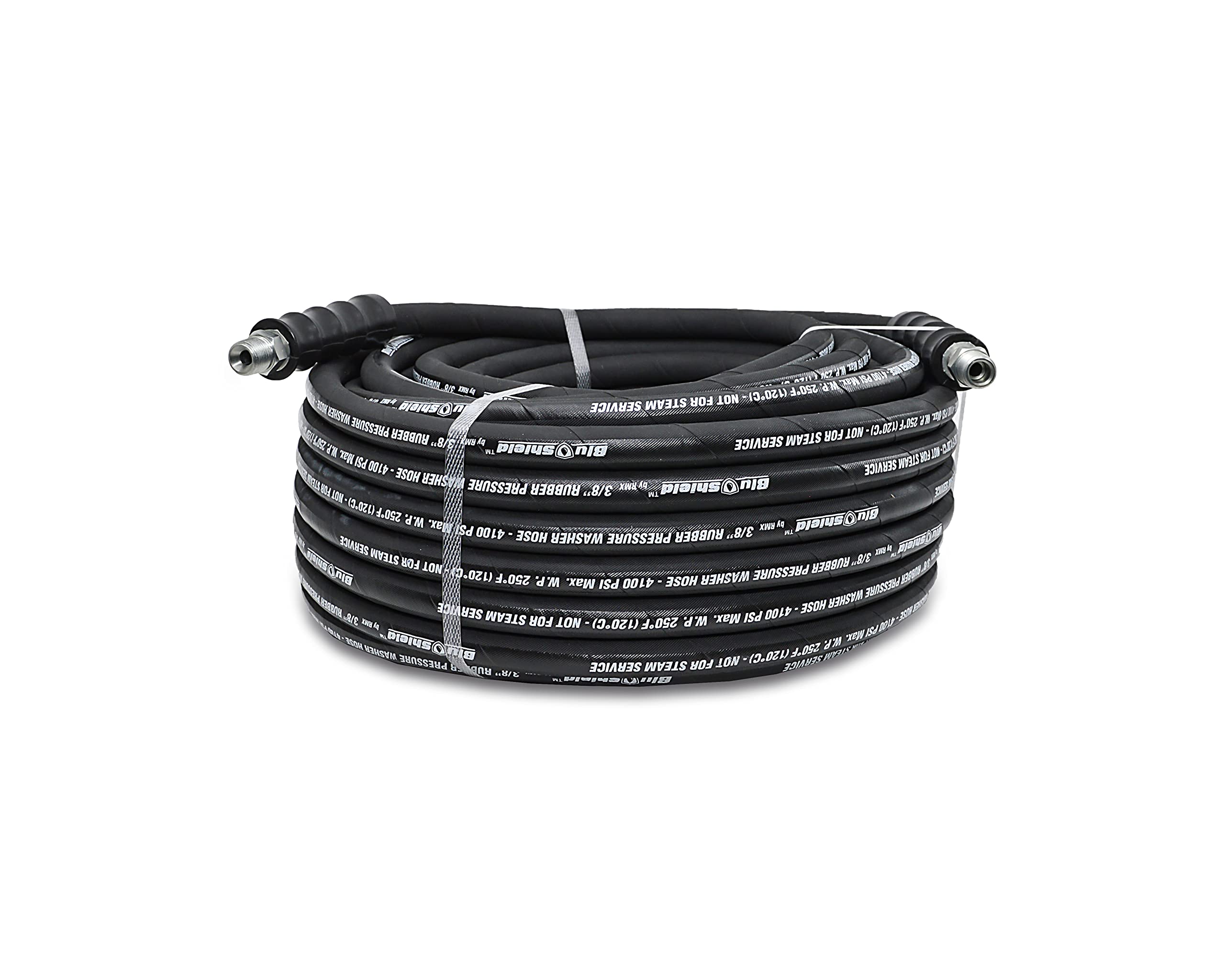 BluShield Aramid Braided Rubber Pressure Washer Hose - 4100 PSI, 250°F Hot & Cold Water Resistant, Heavy Duty & Flexible (3/8