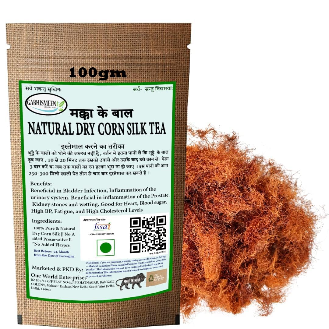 Premium Natural Dry Corn Silk (100Gm) | Cornsilk, Maize Hair for Detox & Urinary Health | Herbal Tea, Supplement & DIY Beauty Uses