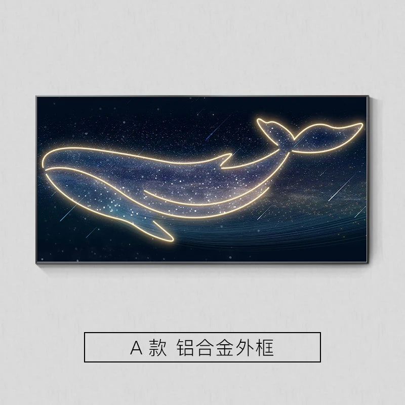 Whale LED Wall Lamp - Modern Art Decor Lighting for Living Room, Bedroom & Office - Energy-Efficient Dimmable Ambient Light