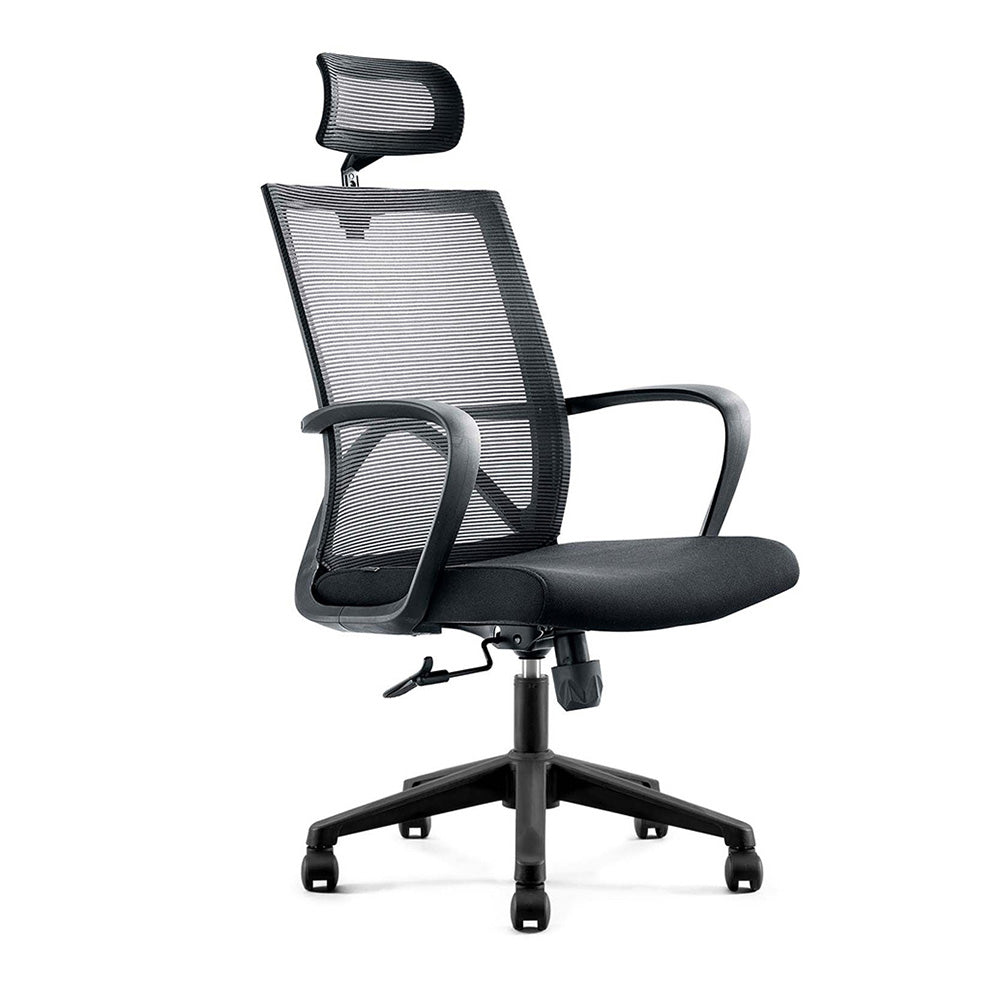 Premium ERIK Executive Office Chair with Adjustable Headrest - Ergonomic Black Leather Desk Chair for Home & Office Use - Perfect for Long Work Hours & Gaming Sessions