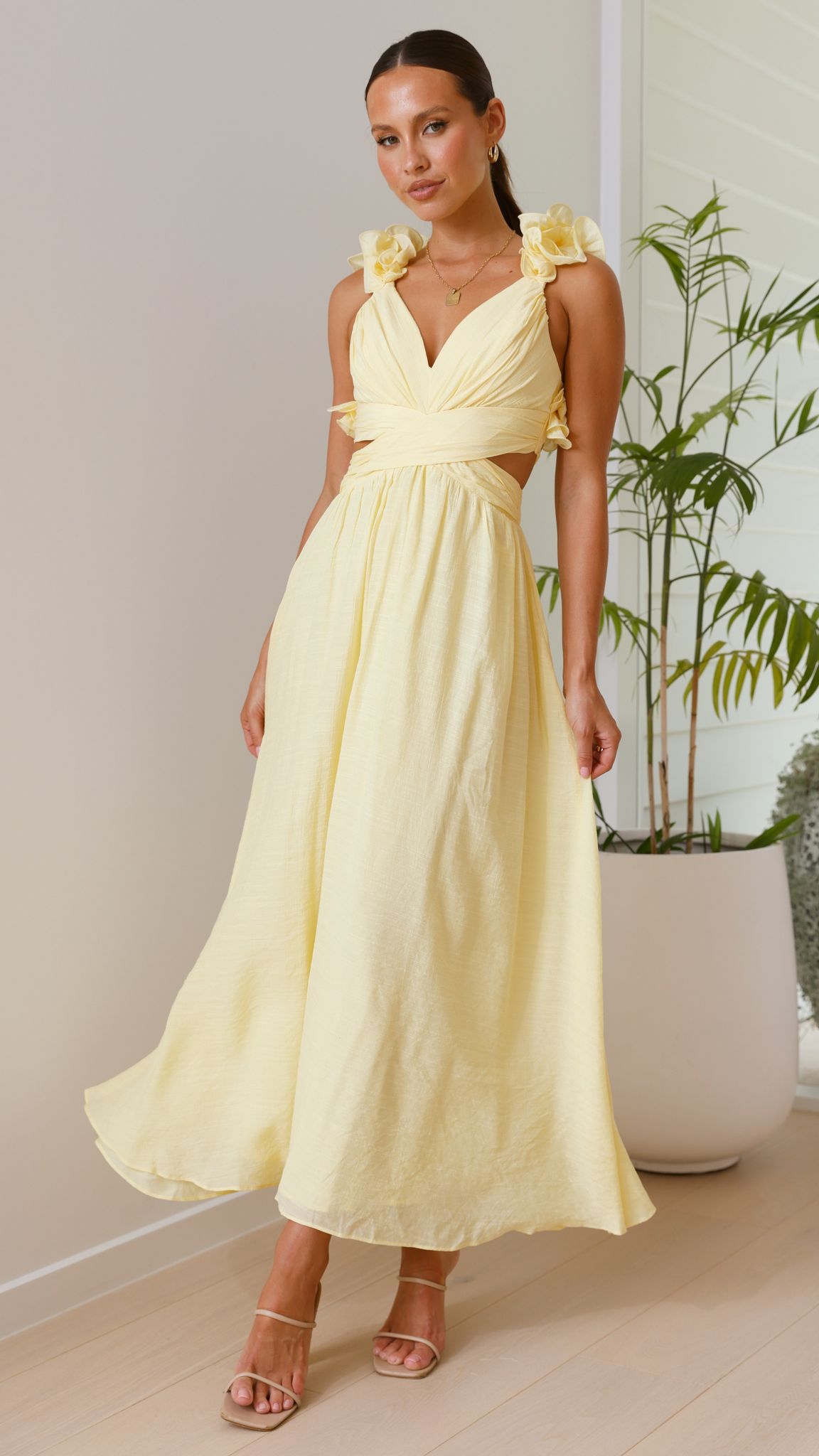 Galilhai Maxi Dress for Women - Flowy Long Summer Dress in Yellow | Perfect for Beach, Vacation & Casual Outings
