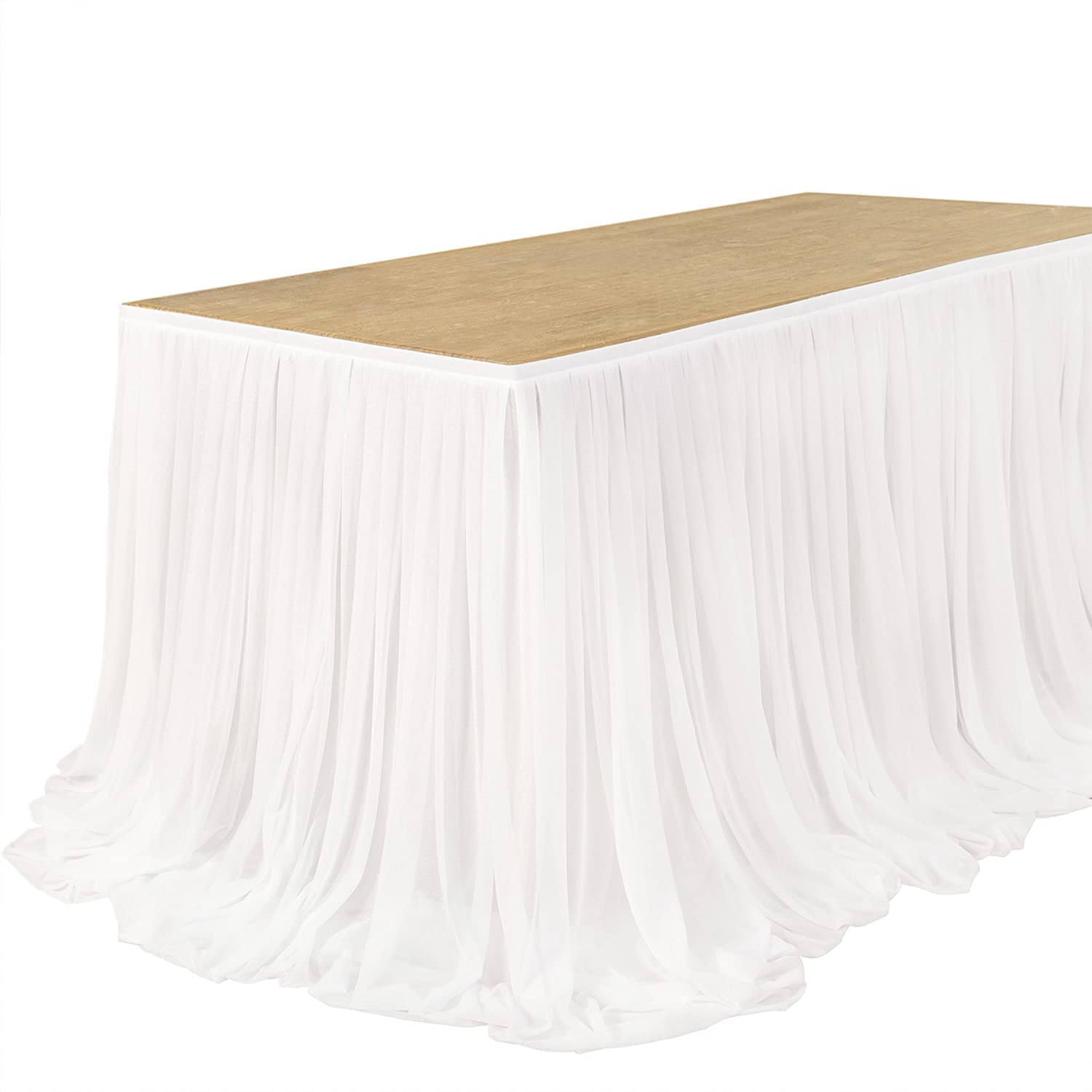 Ling's Moment 9FT Wrinkle-Free Wedding Table Skirt & Backdrop Curtains Set - 2 Panels 5ft x 10ft with 9FT Eucalyptus Willow Leaf Garland - Perfect for Wedding Decor, Bridal Shower, Baby Shower & Party Backdrops