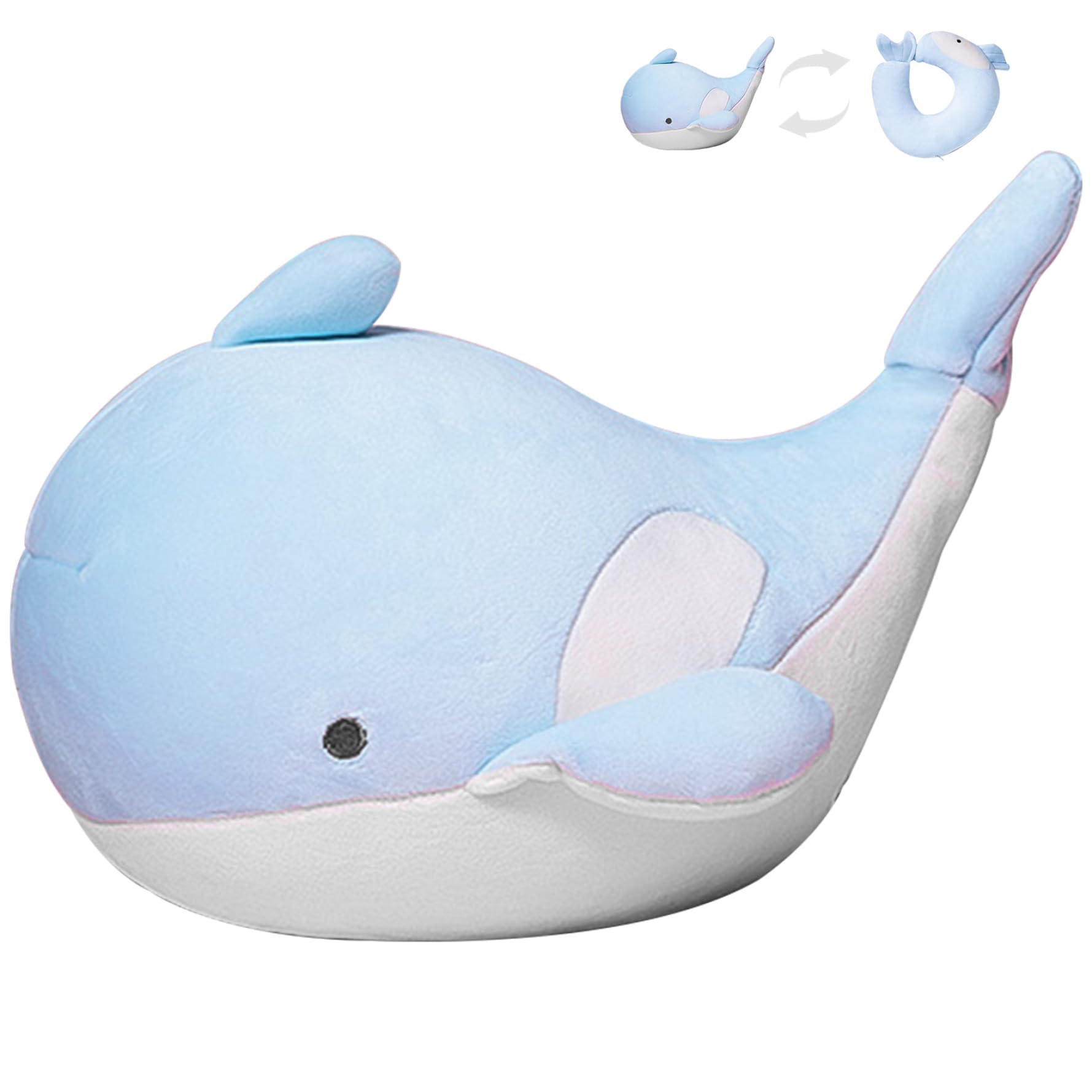 **2-in-1 Whale Neck Pillow for Kids - Soft & Cute Travel Pillow with Stuffed Animal Design - Perfect for Airplane, Car Rides & Nap Time**    (Note: This optimized title includes keywords like 