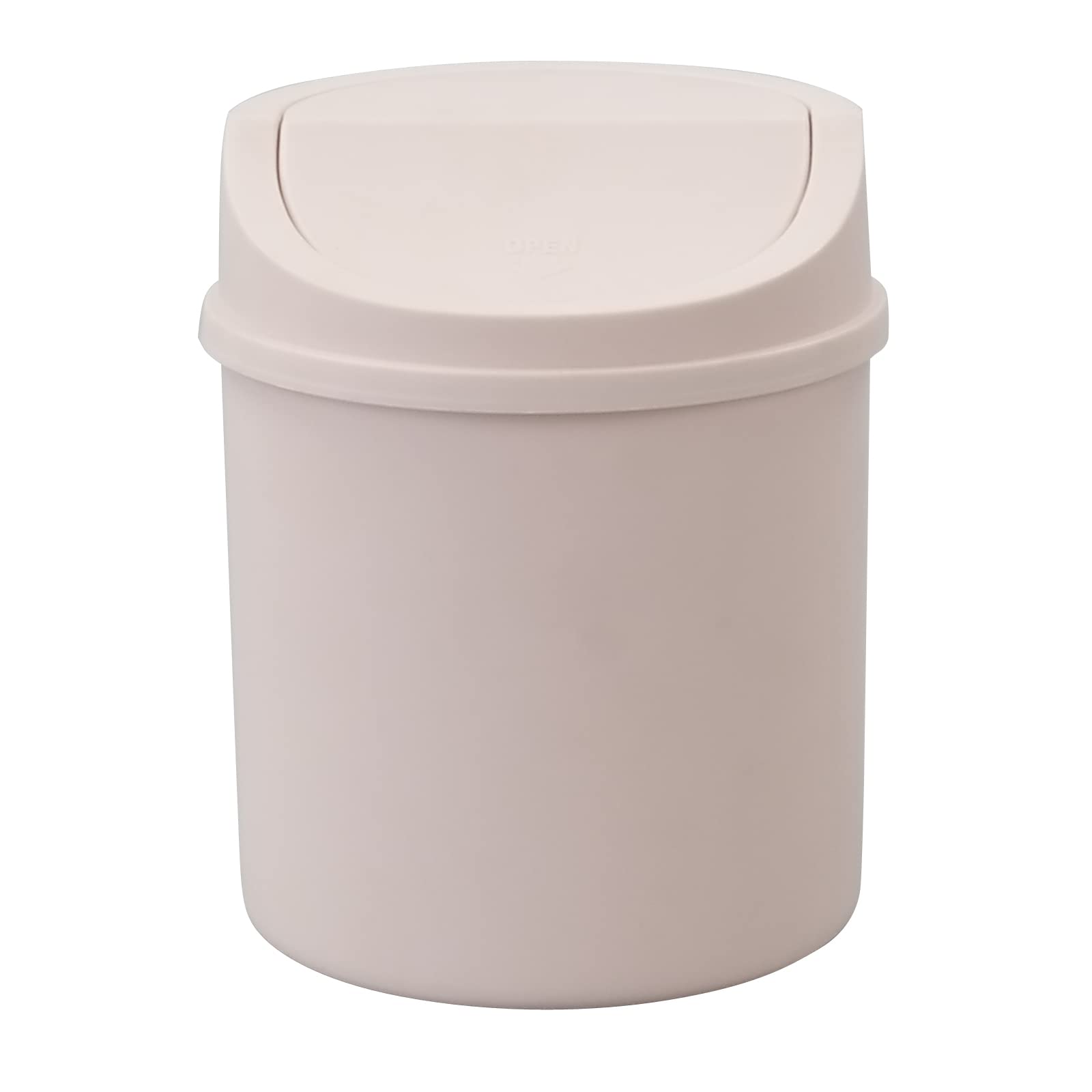 2L Plastic Mini Desktop Trash Can with Swing Lid - Small Waste Bin for Office, Bedroom, Bathroom - Pink Tiny Garbage Can for Home & Workspace Organization
