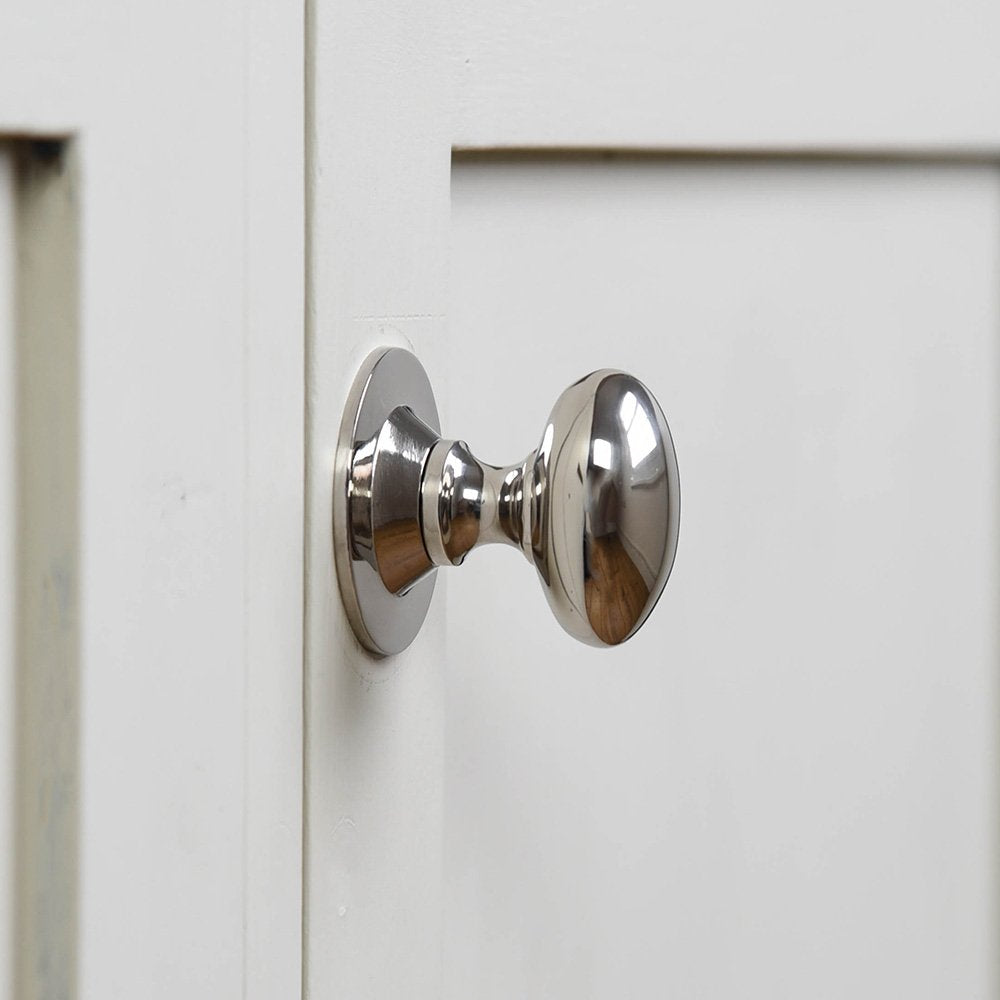 Antique Style Polished Nickel Oval Cabinet Knob - Vintage Hardware for Kitchen Cabinets, Dressers & Furniture - Perfect for Home Renovation & DIY Projects