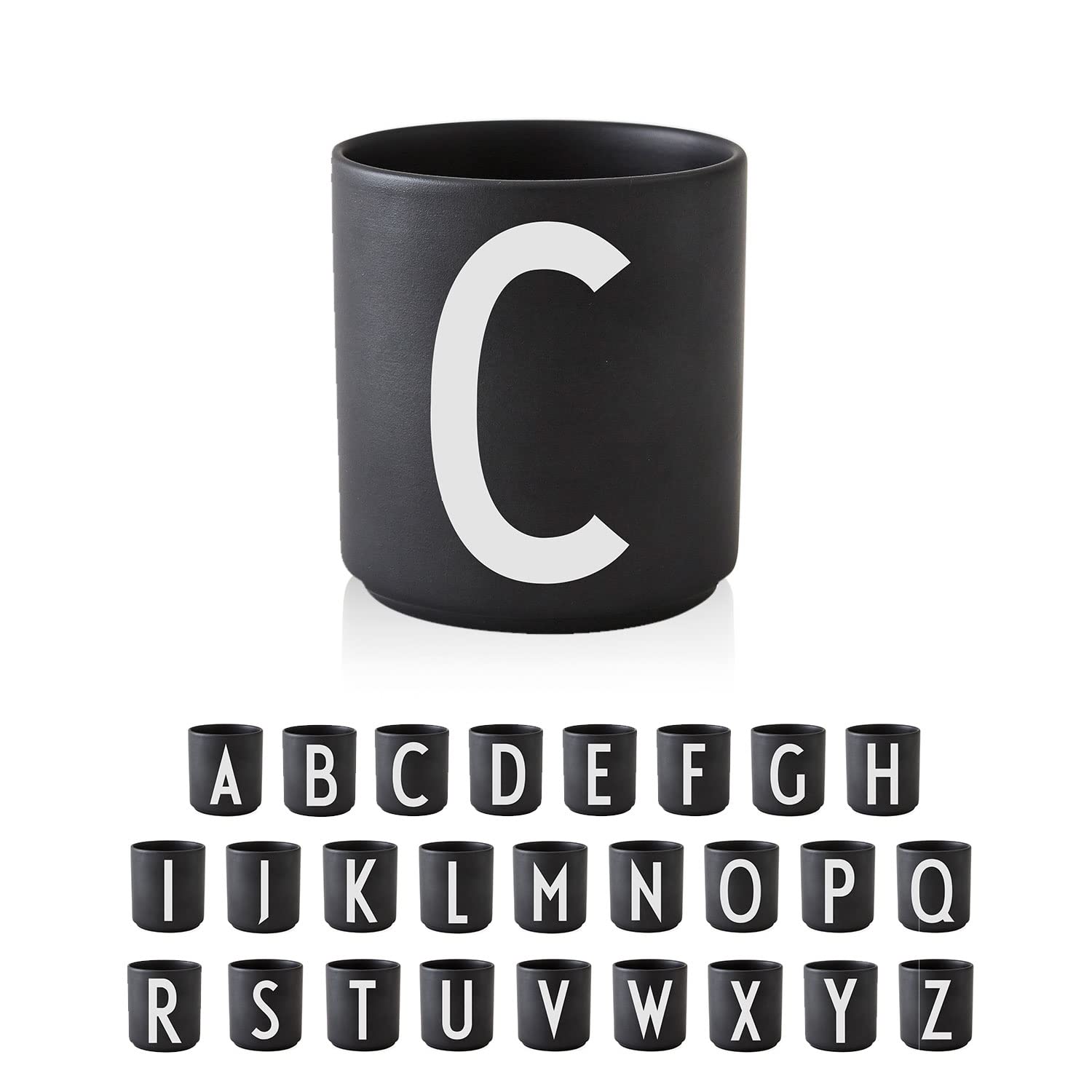 Personalized Monogram Coffee Mug with Initial A-Z | 11 oz Porcelain Black Mug for Men & Women | Christmas & Thanksgiving Gift for Her, Him, Friends | Novelty Tea Cup for Home, Office, Gifting