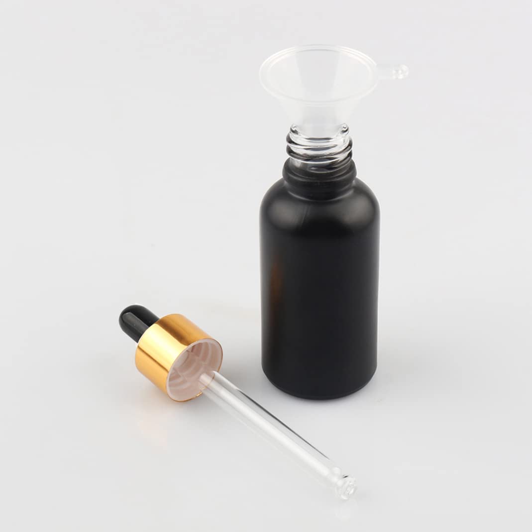 6 Pack 30ml Frosted Glass Dropper Bottles - Essential Oil & Travel Cosmetics Storage for DIY & Skincare