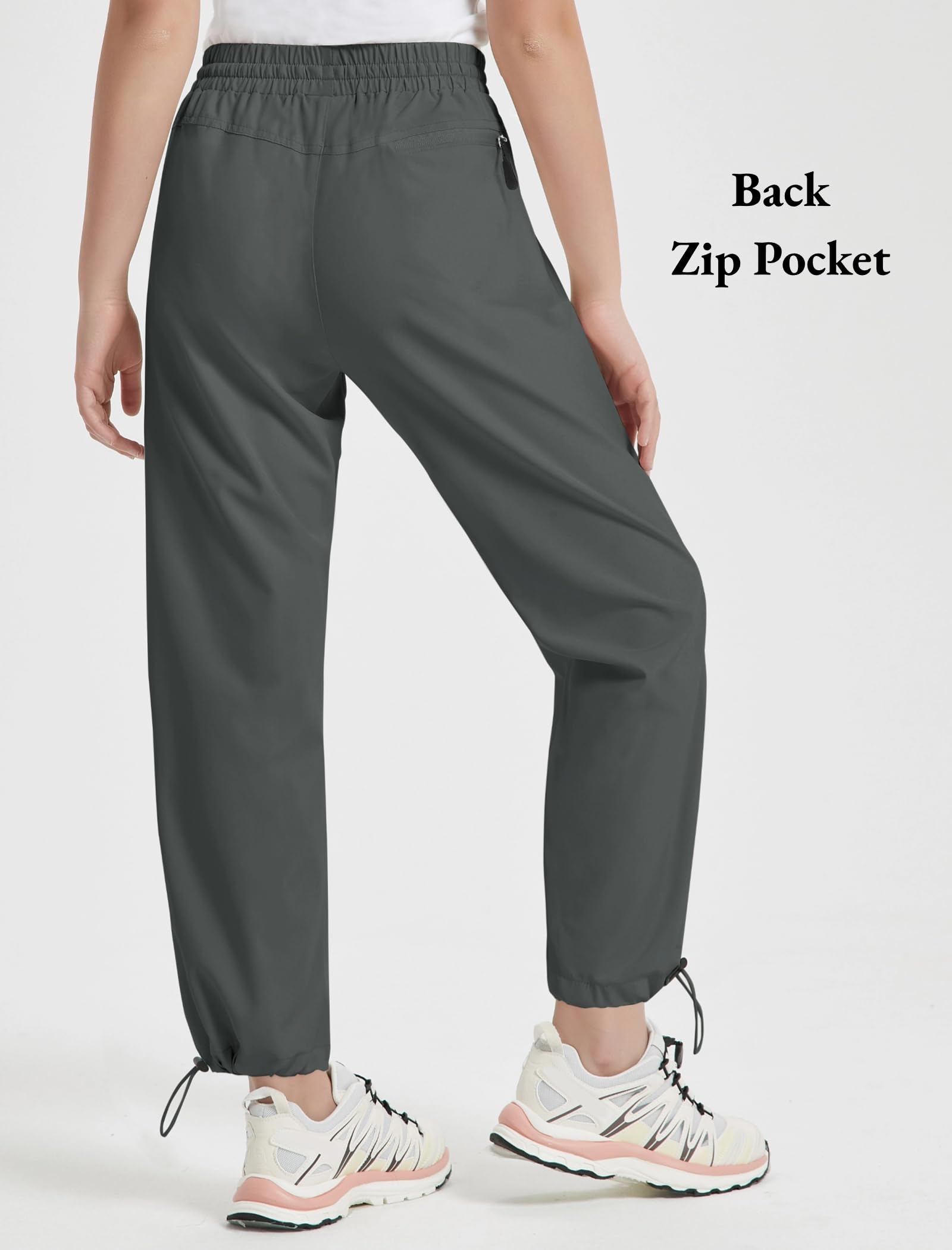 EXARUS Girls Water Resistant Jogger Pants - Quick Dry Lightweight Hiking Pants with Zip Pockets for Kids 6-14 Years | High Waisted Athletic Pants for Outdoor Activities, School & Play