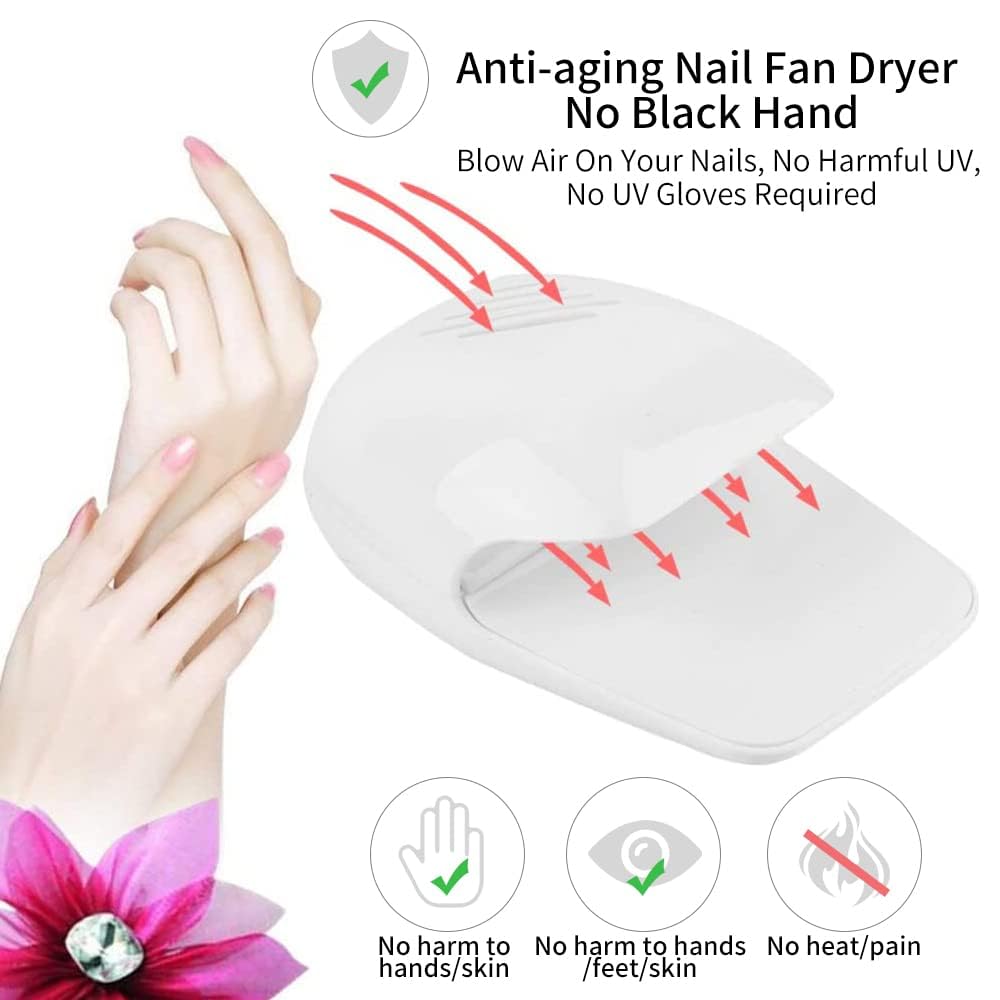 Portable Nail Polish Dryer Fan for Kids & Adults - Fast Drying Electric Nail Art Machine for Home, Salon & Travel - Perfect for Manicure Kits, Gel Polish & Regular Nail Polish Drying