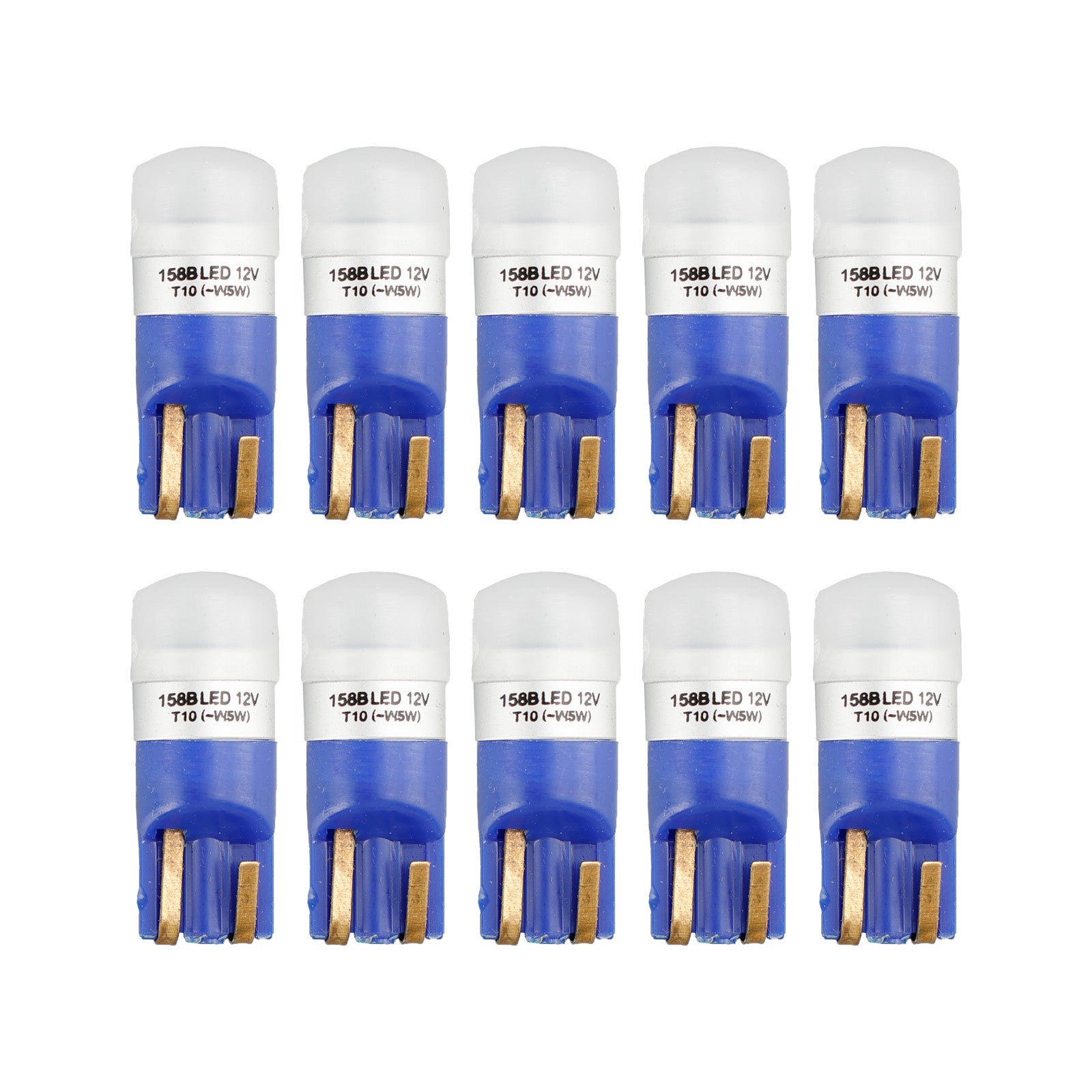 10X HELLA LED Retrofit Bulbs 158B LED/T10 W5W 12V 1W W2.1X9.5D Blue Light - Perfect for Car Interior, Dashboard, License Plate, and Dome Lighting