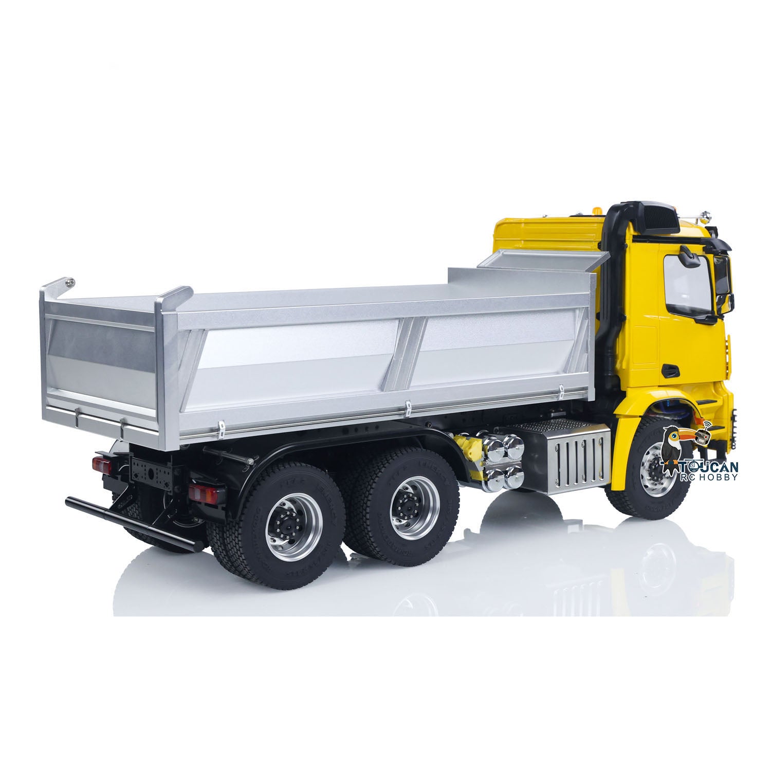 2 Speed Metal 6x6 Chassis 1/14 Scale RC Hydraulic Dump Truck with Light & Sound - HotRC Radio Controlled Tipper Truck for Construction Site Play & Off-Road Adventure (US Stock, No Lock Differential Axle)