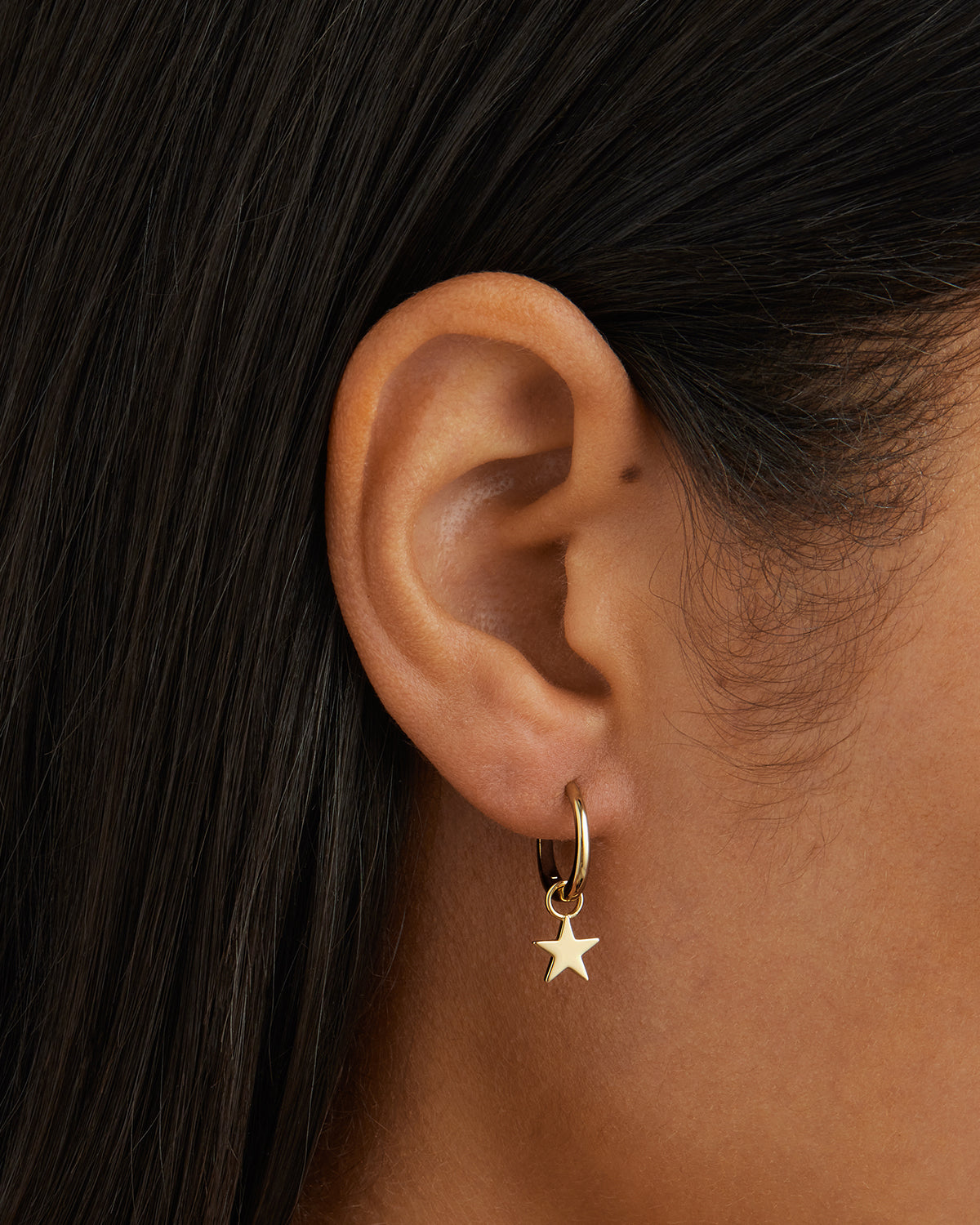 9K Solid Gold Wishing on a Star Hoop Earrings for Women - Elegant Celestial Jewelry for Everyday Wear & Special Occasions