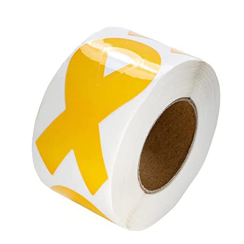 250 Gold Ribbon Awareness Stickers - Childhood Cancer, Neuroblastoma & COPD Support Ribbons for Fundraising, Memorials & Awareness Campaigns - Perfect for Events, Scrapbooks & DIY Projects