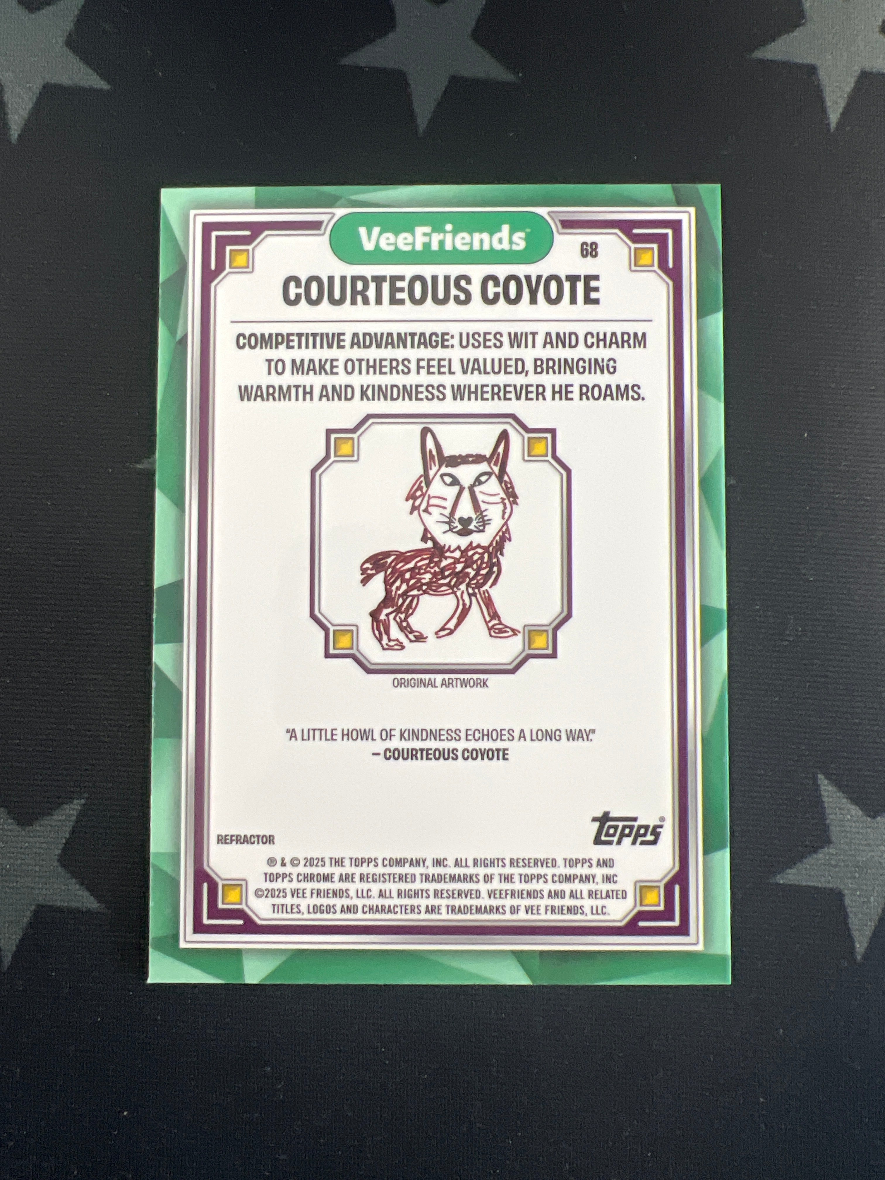 2025 Topps Chrome VeeFriends Courteous Coyote #68 Refractor Trading Card - Rare Collectible for Sports & Trading Card Enthusiasts - Perfect for Display, Investment, and Gifting