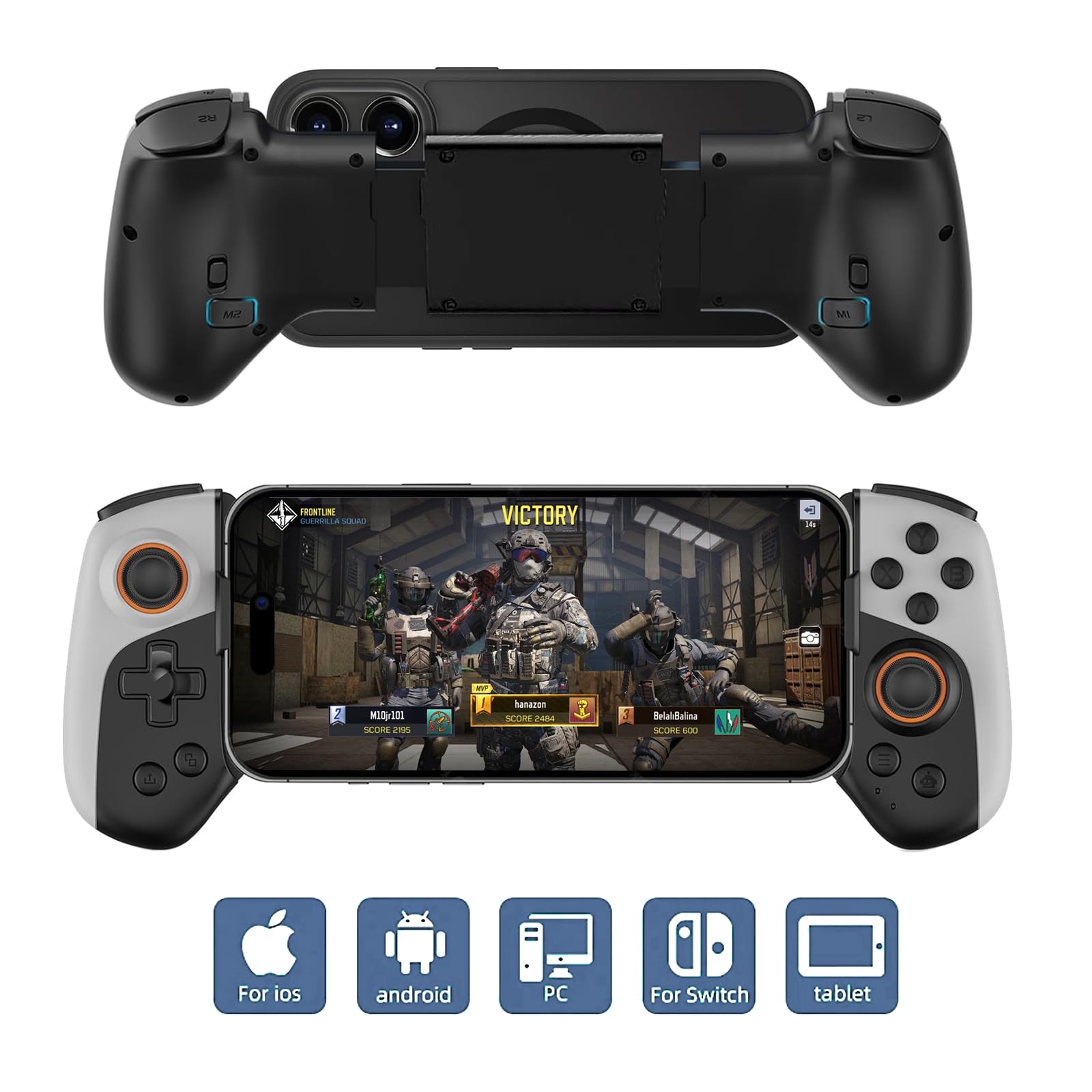 Snail Bear Wireless Gaming Controller - Compatible with iPhone, Android, PC & Nintendo Switch | MFi Certified for Apple Arcade | Retractable Mobile Gamepad for PUBG, Fortnite & Call of Duty Mobile