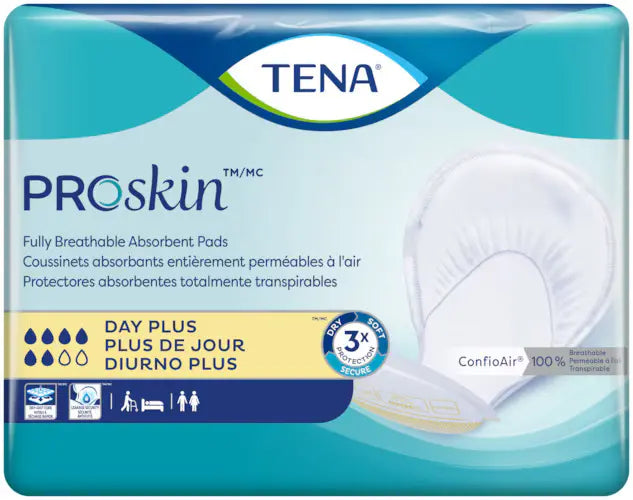 TENA® ProSkin Day Plus Large Absorbent Pads - 40 Count | Breathable Incontinence Protection for Women & Men | Ideal for Daytime Use at Work, Travel & Home Activities