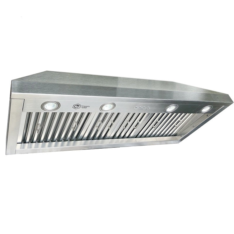 Custom Stainless Steel S-Curve Range Hood with Brass Straps & Rivets - Modern Kitchen Ventilation for Home & Restaurant Use