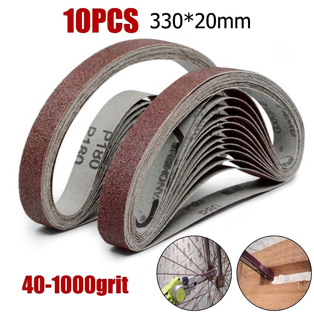 10pcs 20x330mm Sanding Belt 40-1000 Grit - Premium Angle Grinder Sanding Discs for Metal, Wood & Paint Polishing - DUO ER (Color: 40) - Perfect for DIY Projects, Automotive Refinishing & Furniture Restoration