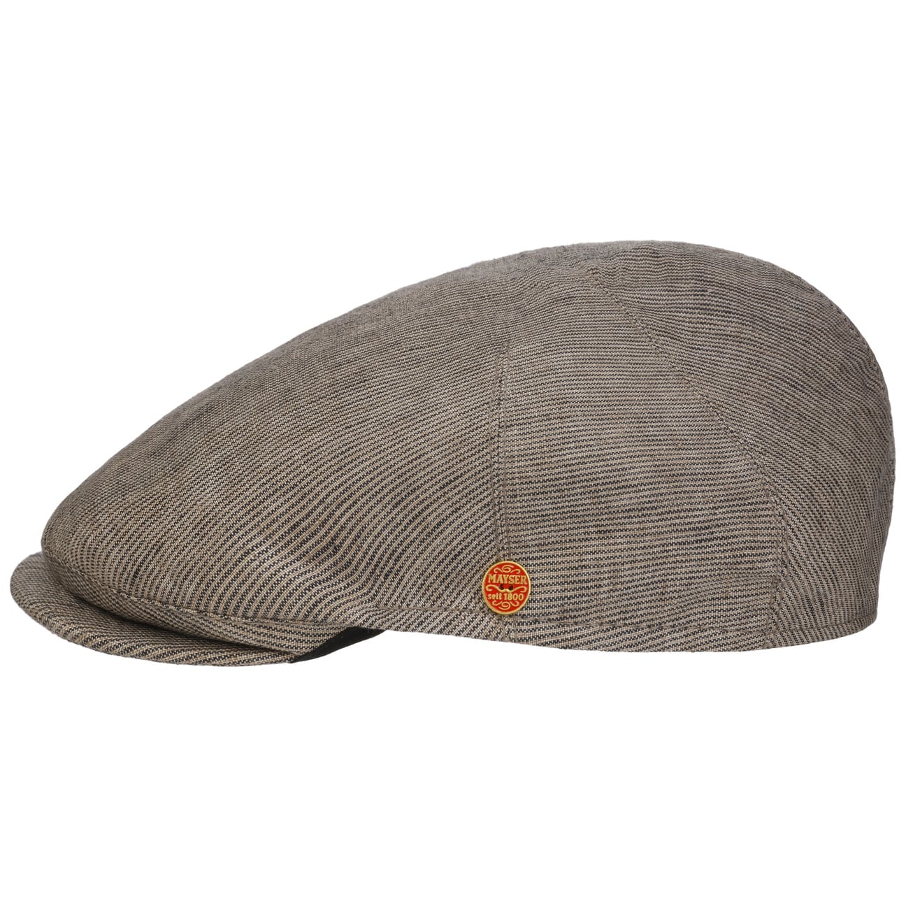 Mayser Sidney Linen Stripes Flat Cap - Classic Men's Summer Hat for Outdoor Activities, Travel & Casual Wear