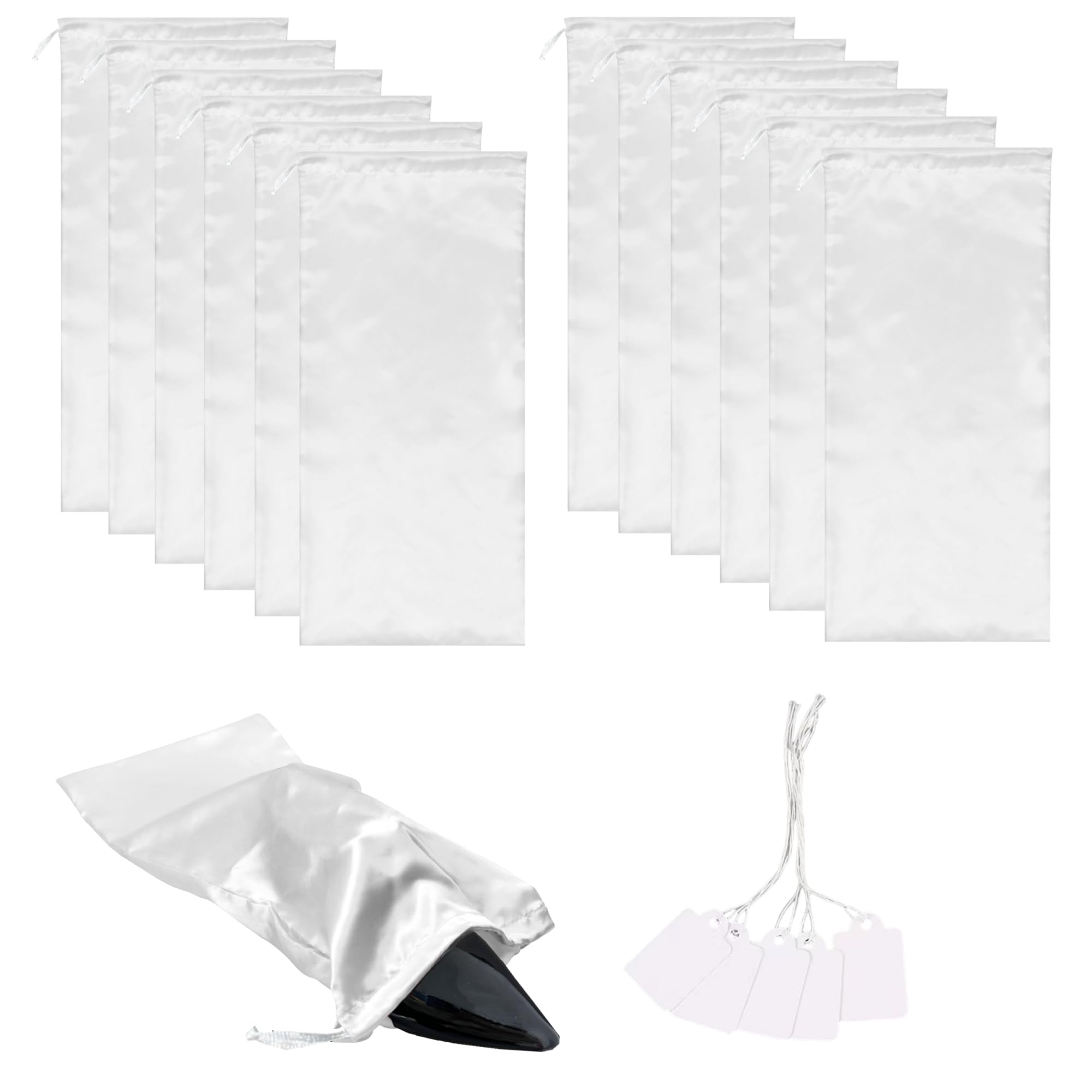 12 Pack Premium Satin Shoe Dust Bags with Drawstring - Travel Shoe Storage Protectors for Men & Women - Perfect for Travel, Shoe Collection & Luxury Storage
