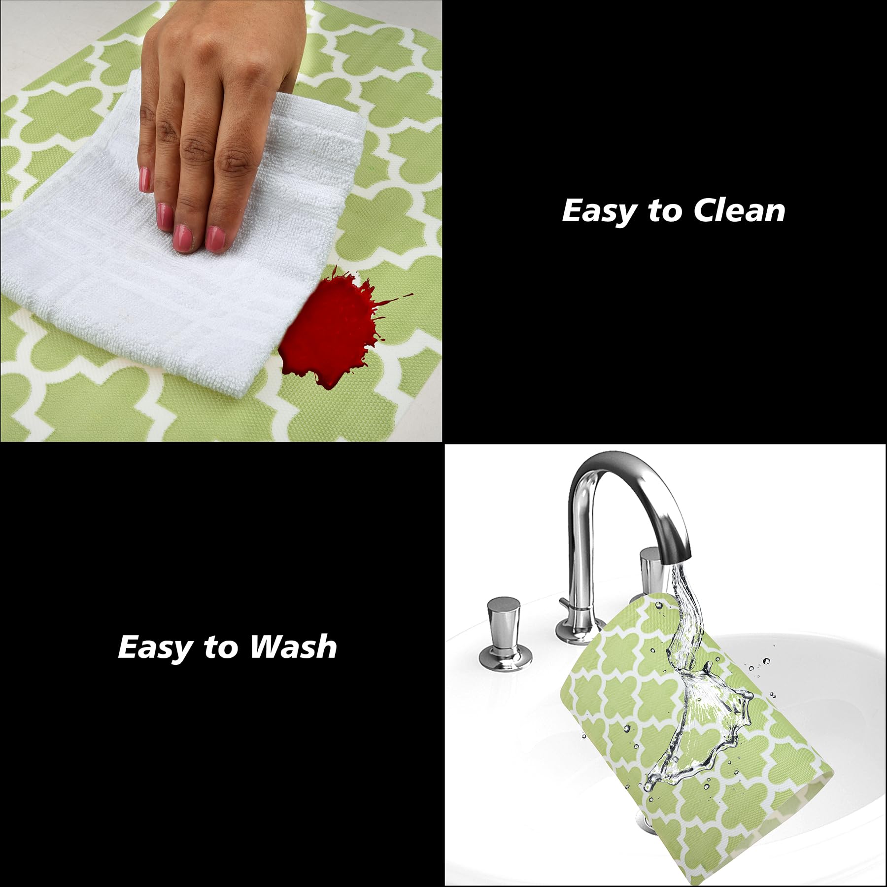Kuber Industries PVC Anti-Slip Placemats Set - Hexagon Design Kitchen & Dining Table Mats, 6-Piece Green Placemat Set for Home Decor & Daily Use