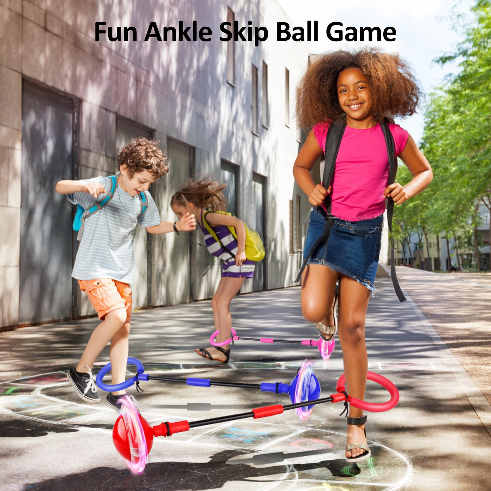 Foldable Flash Wheel Skip Ball for Kids & Adults - Adjustable Ankle Hopping Game Toy for Outdoor Play, Birthday Gift for Boys Girls Ages 4-12 (Blue) - Perfect for Backyard Fun, School Recess & Family Bonding Activities