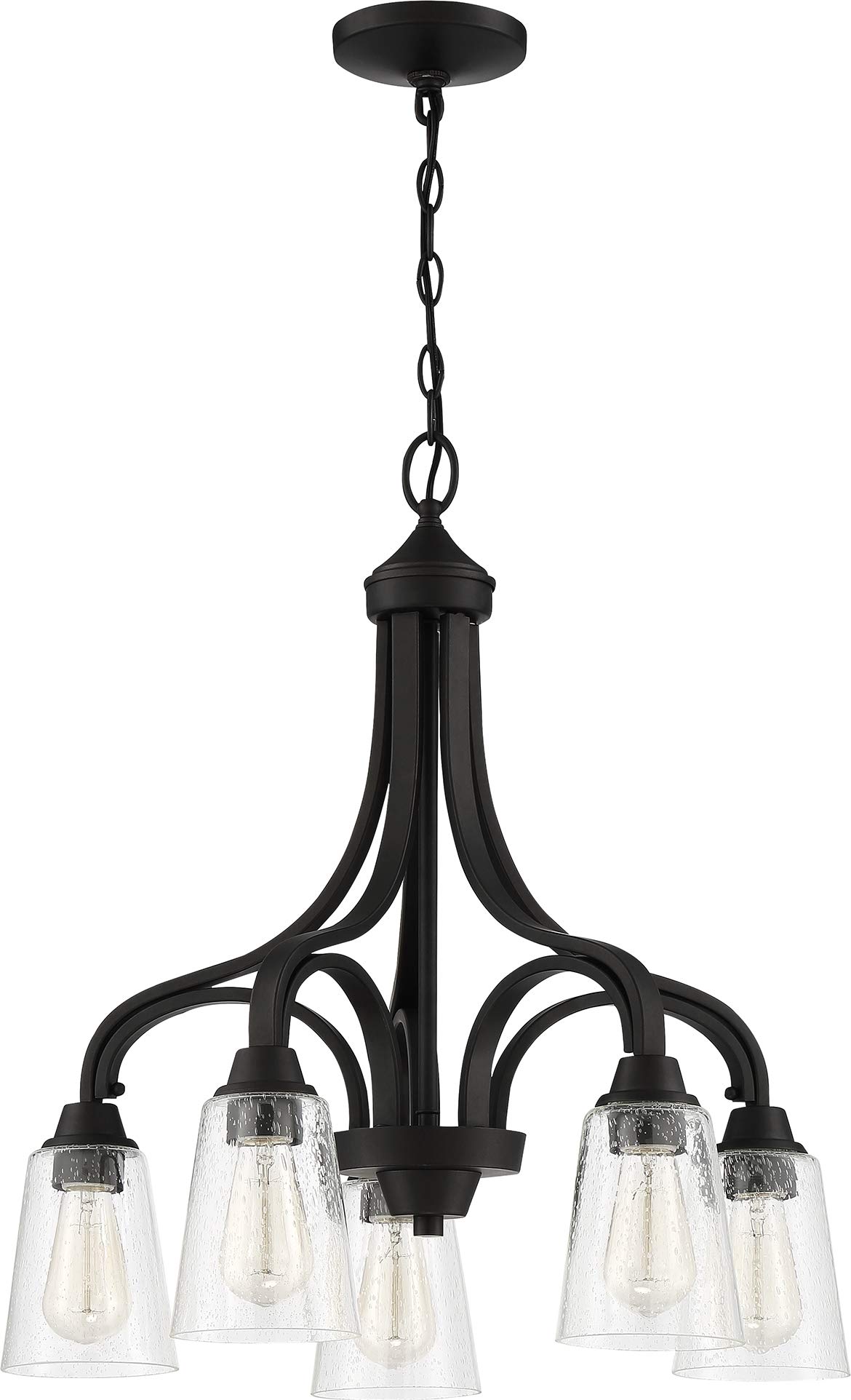 Craftmade 41915-ESP-CS Grace Clear Seeded Glass 5-Light Chandelier - 300 Watts, Espresso Finish - Elegant Dining Room Lighting for Home Decor & Interior Design