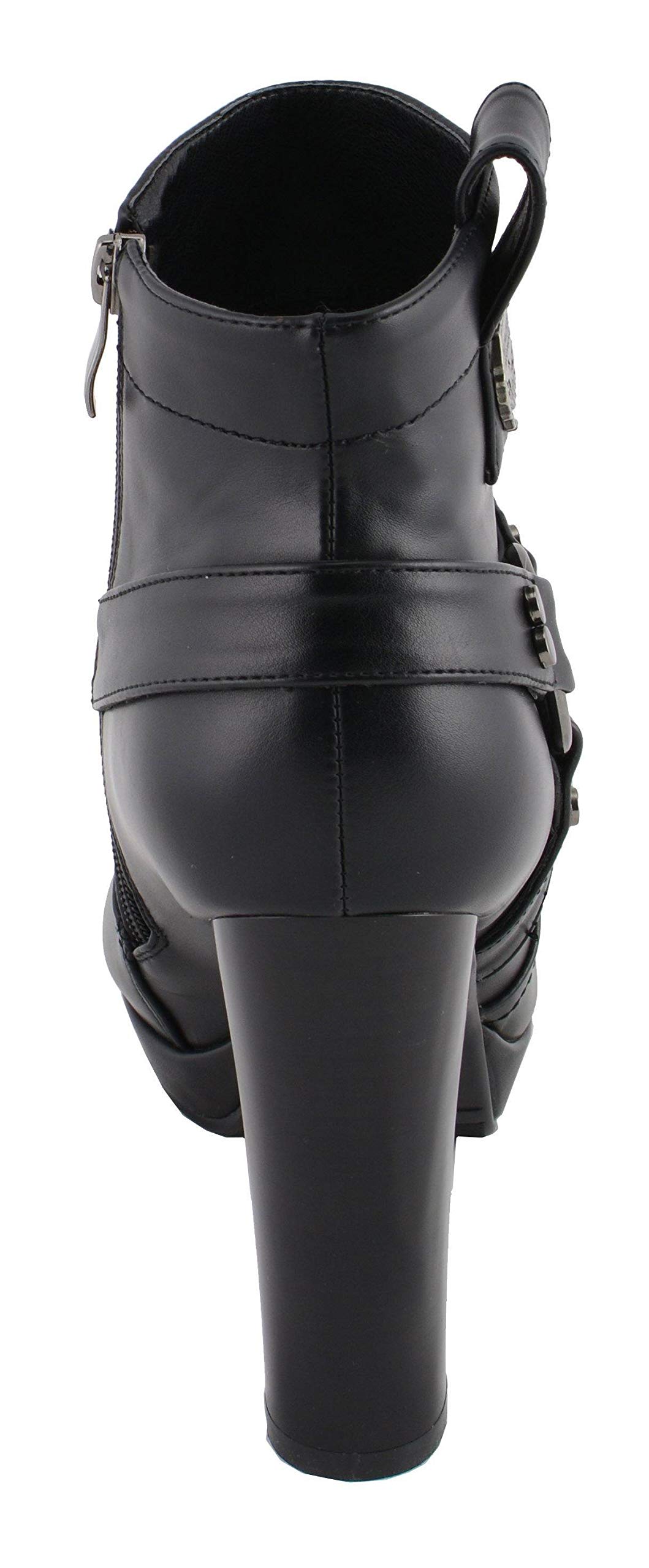 Milwaukee Leather MBL9432 Women's Black Harness Ankle Boots - Fashion Block Heel Booties for Women - Perfect for Casual Outfits, Office Wear & Night Out