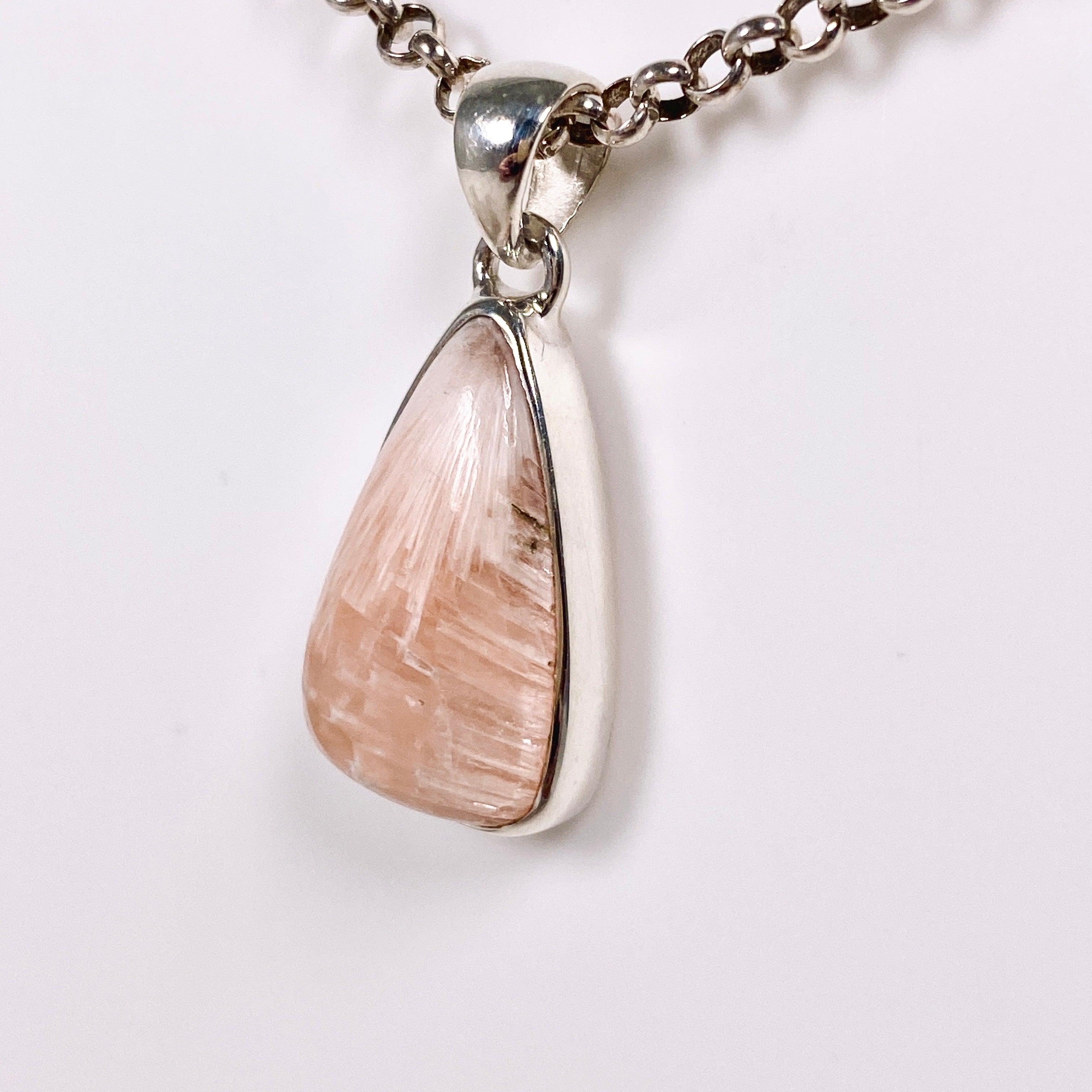 Natural Scolecite Teardrop Pendant Necklace - Healing Crystal Jewelry KPGJ3810 for Meditation, Energy Balancing & Spiritual Gifts