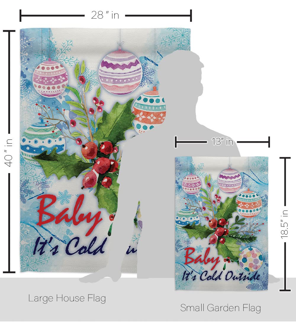 Winter Wonderland Decorative Flags Kit - House & Garden Set with Flagpole for Holiday Decor